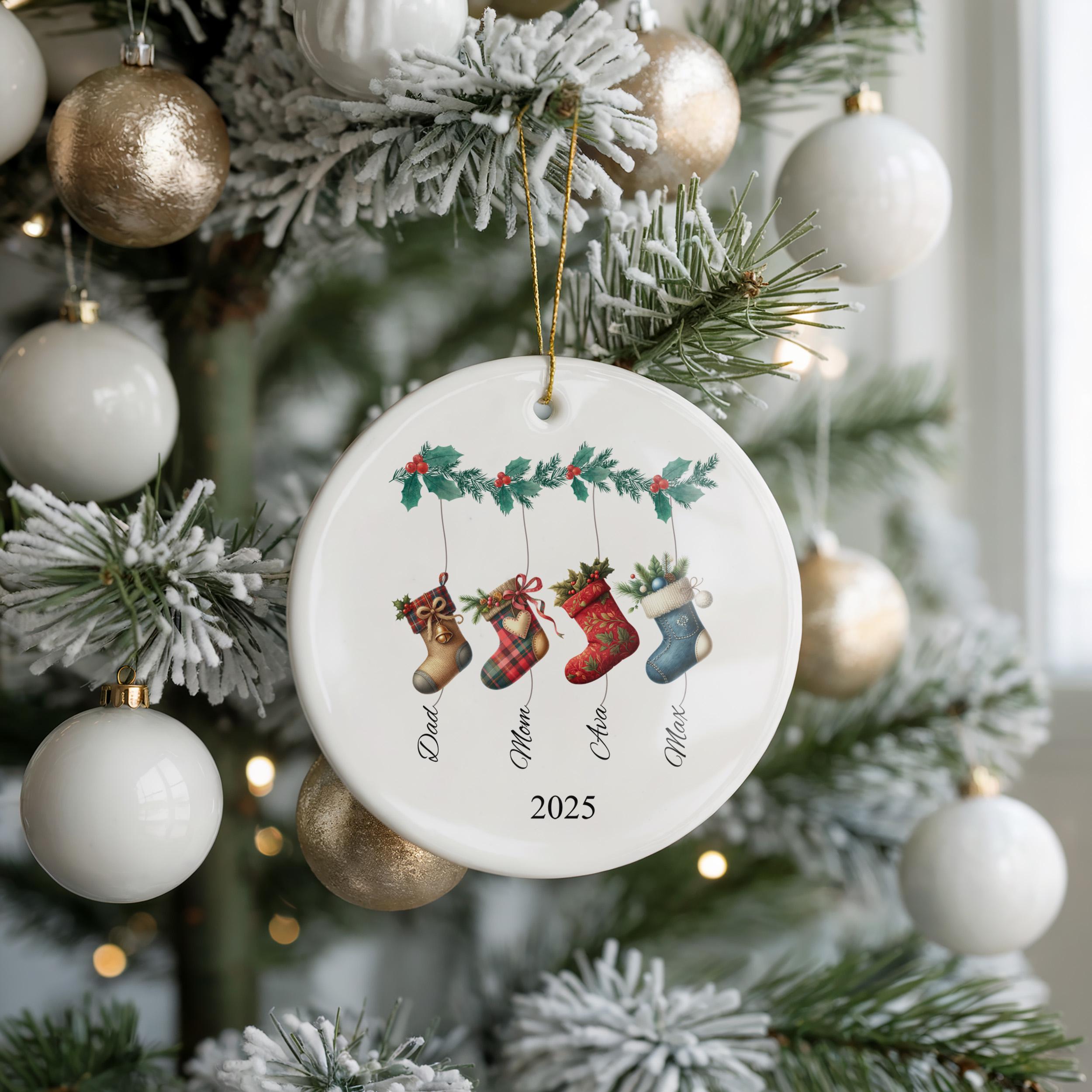 Family Name Stocking Ornament, Personalized Holiday Decoration, Custom Christmas Keepsake for Families