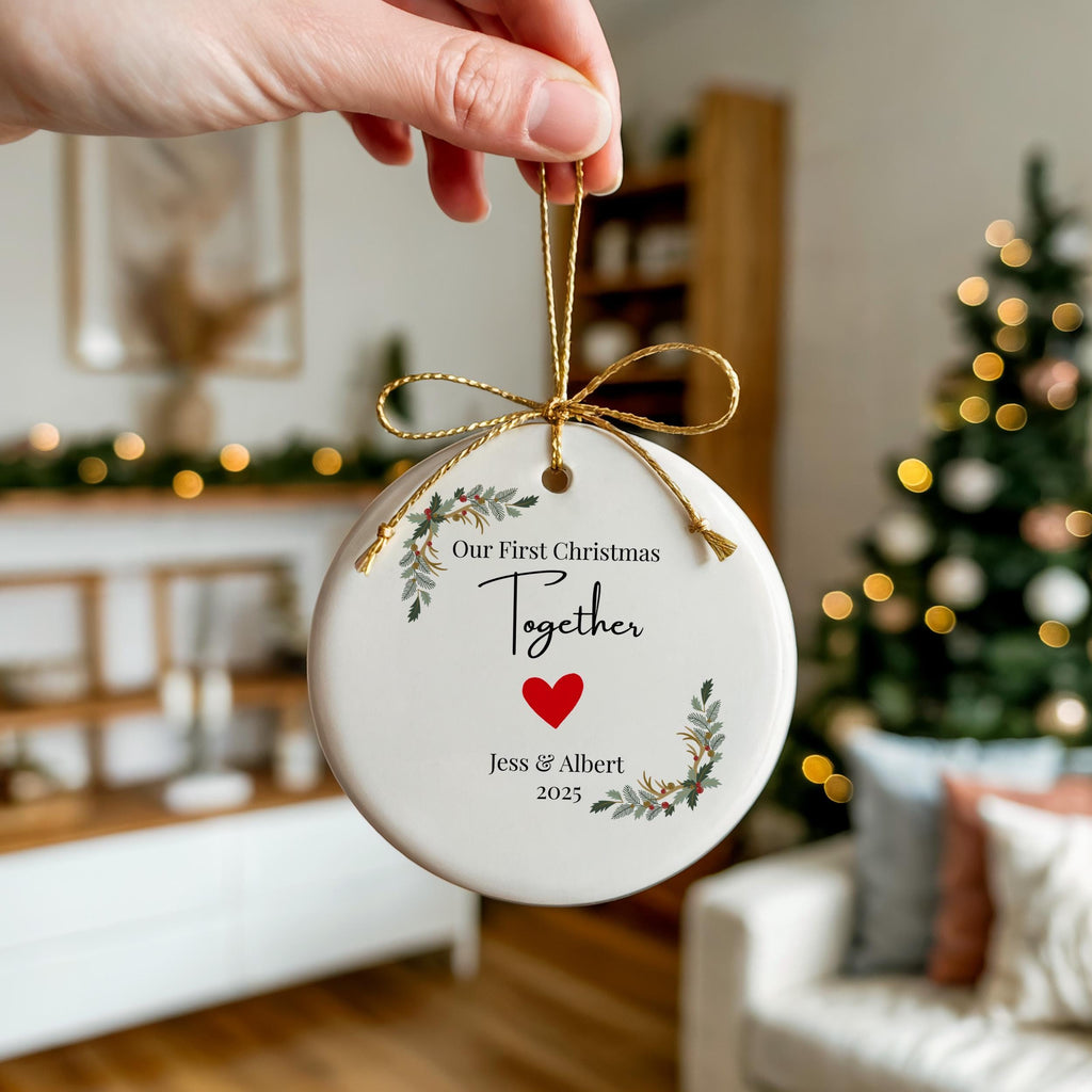 Our First Christmas Ornament, Personalized Couple Gift, Custom Ceramic, Our Acrylic babule