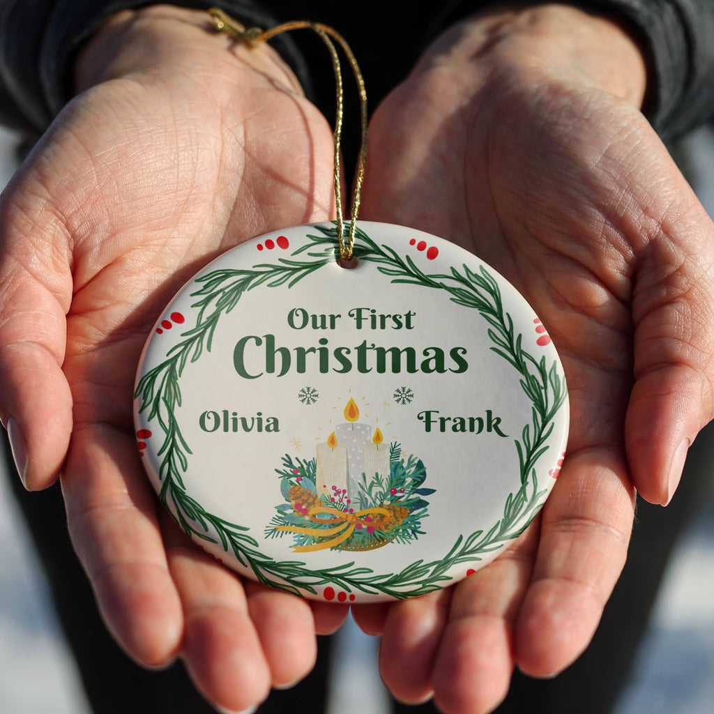 Personalized Couple Ornament, Our First Christmas Together, Custom Holiday Gift for Newlyweds
