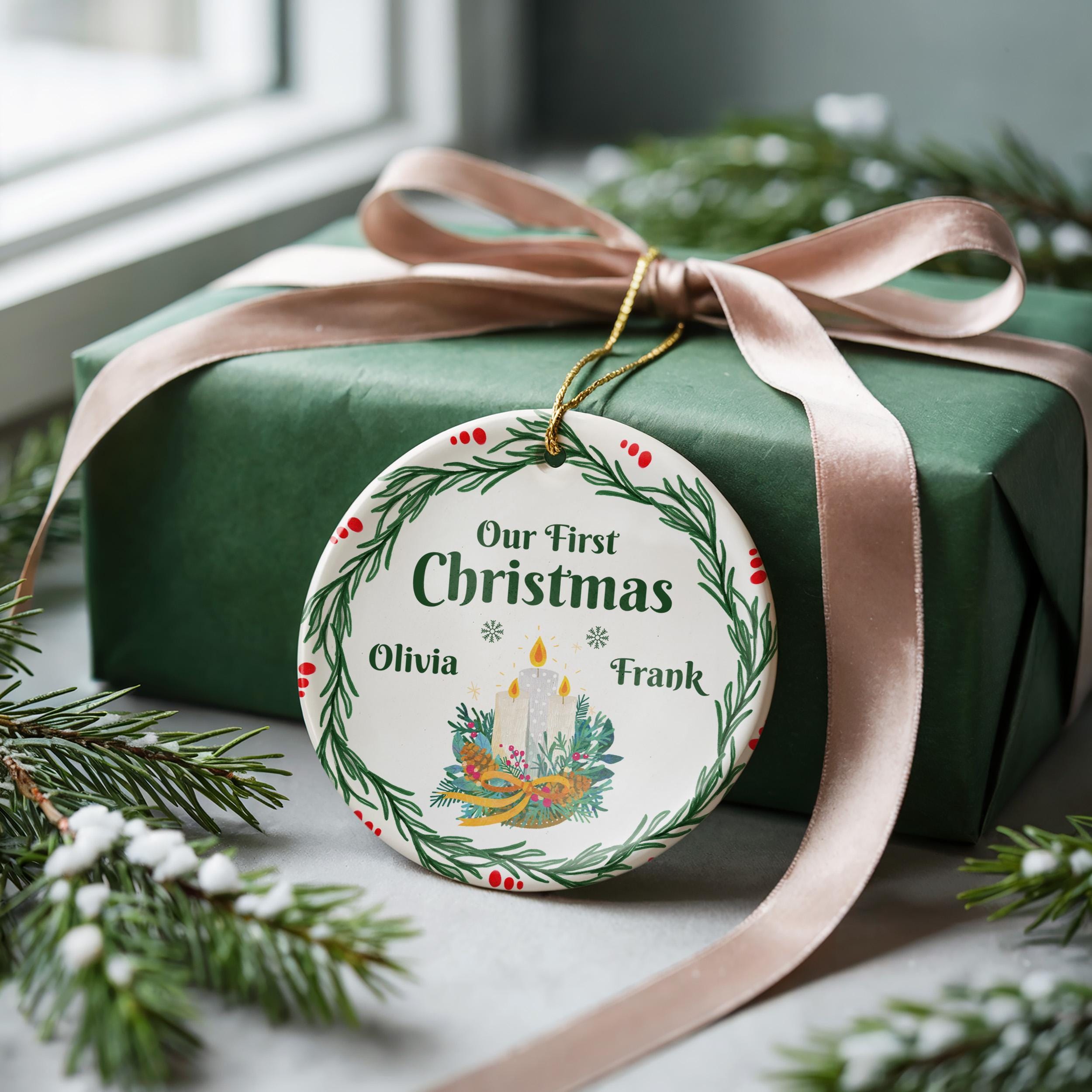 Personalized Couple Ornament, Our First Christmas Together, Custom Holiday Gift for Newlyweds