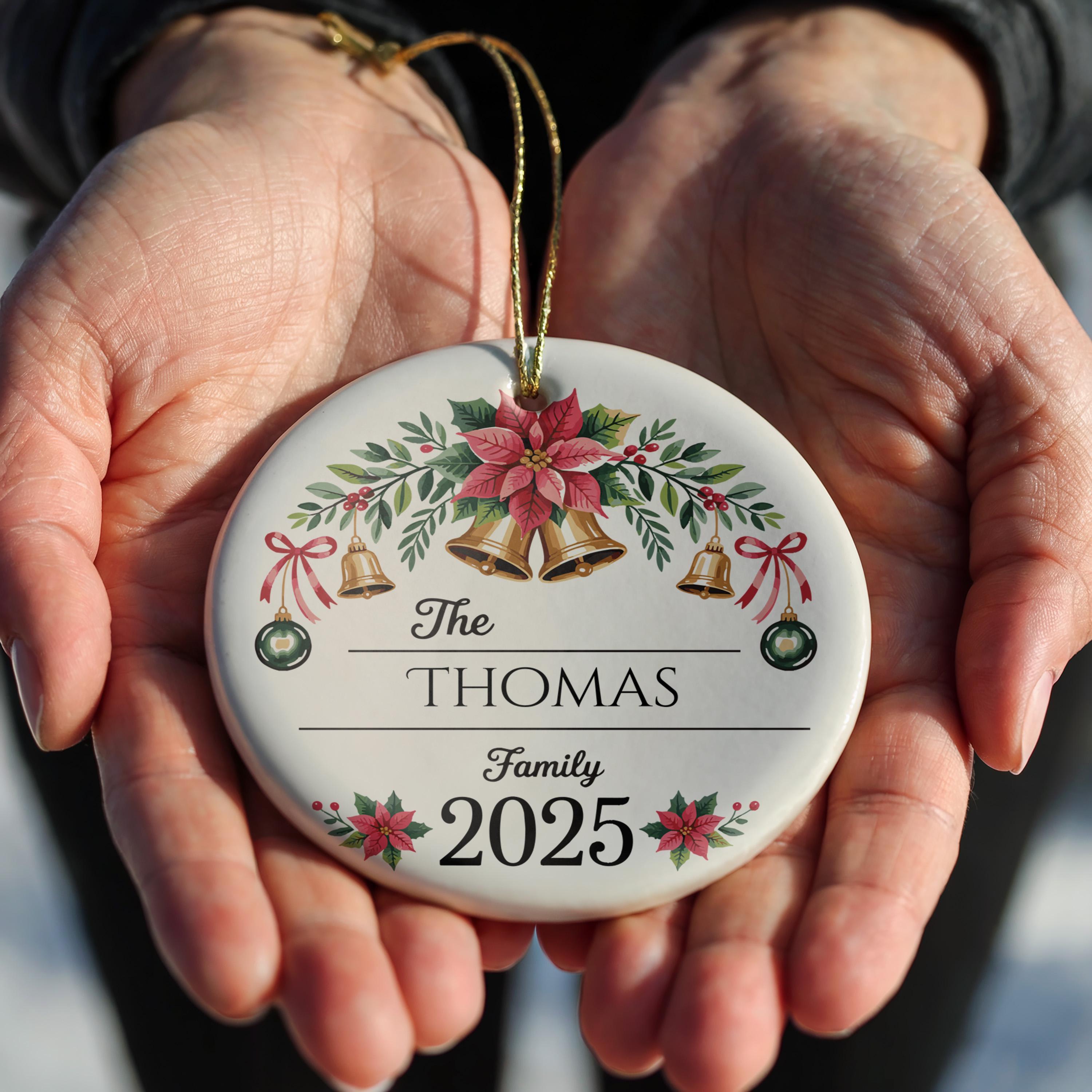 Elegant Family Name Christmas Ornament, Personalized Holiday Keepsake, Custom Gift for Families