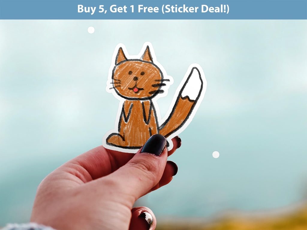 Cute Fox Sticker, Hand-Drawn Animal Cartoon Vinyl Decal for Journal, Water Bottle, Scrapbook