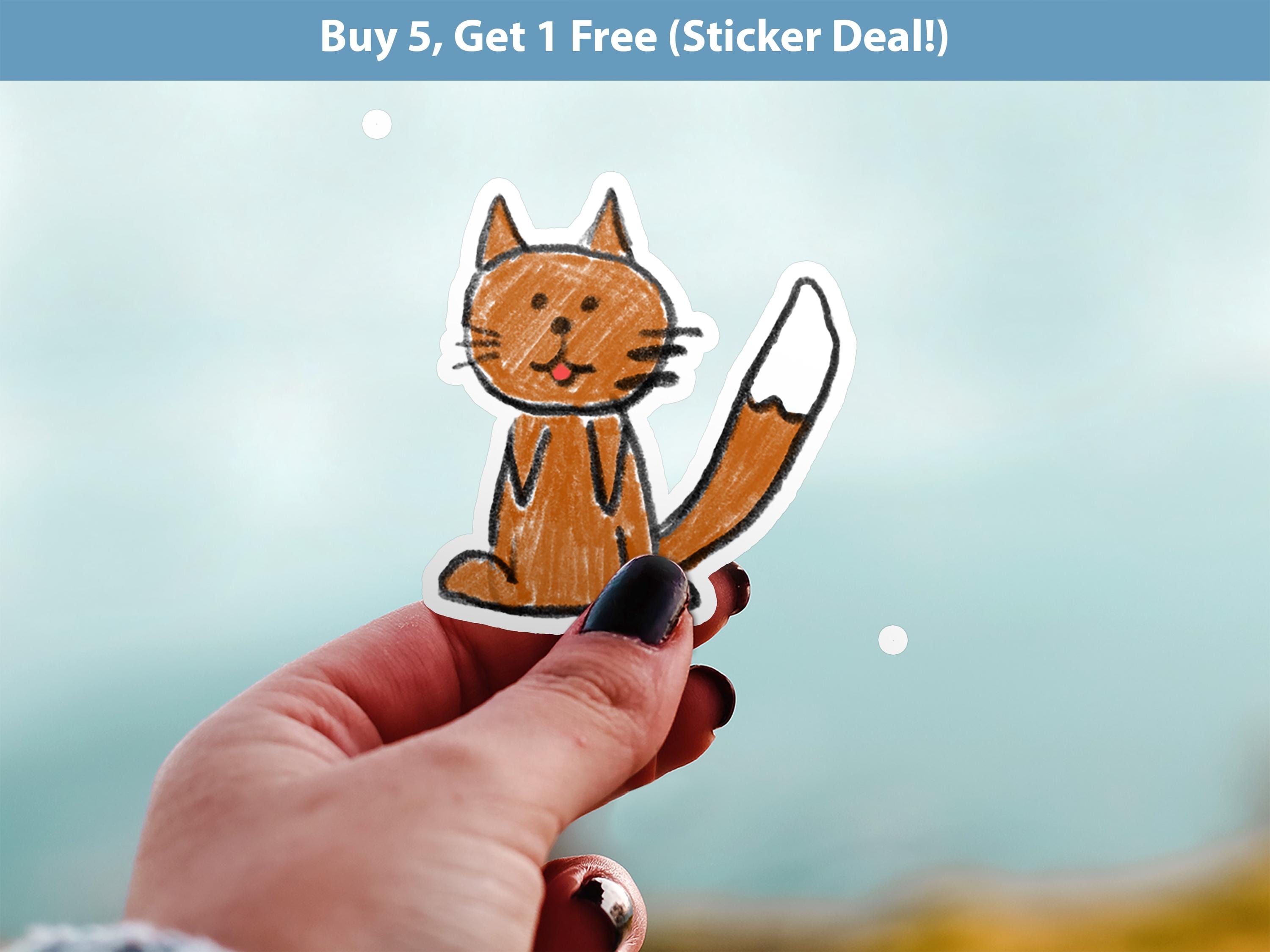 Cute Fox Sticker, Hand-Drawn Animal Cartoon Vinyl Decal for Journal, Water Bottle, Scrapbook