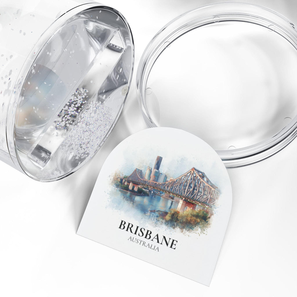 Brisbane Australia Snow Globe, Personalized Watercolor, Custom Travel Souvenir Keepsake City Dome