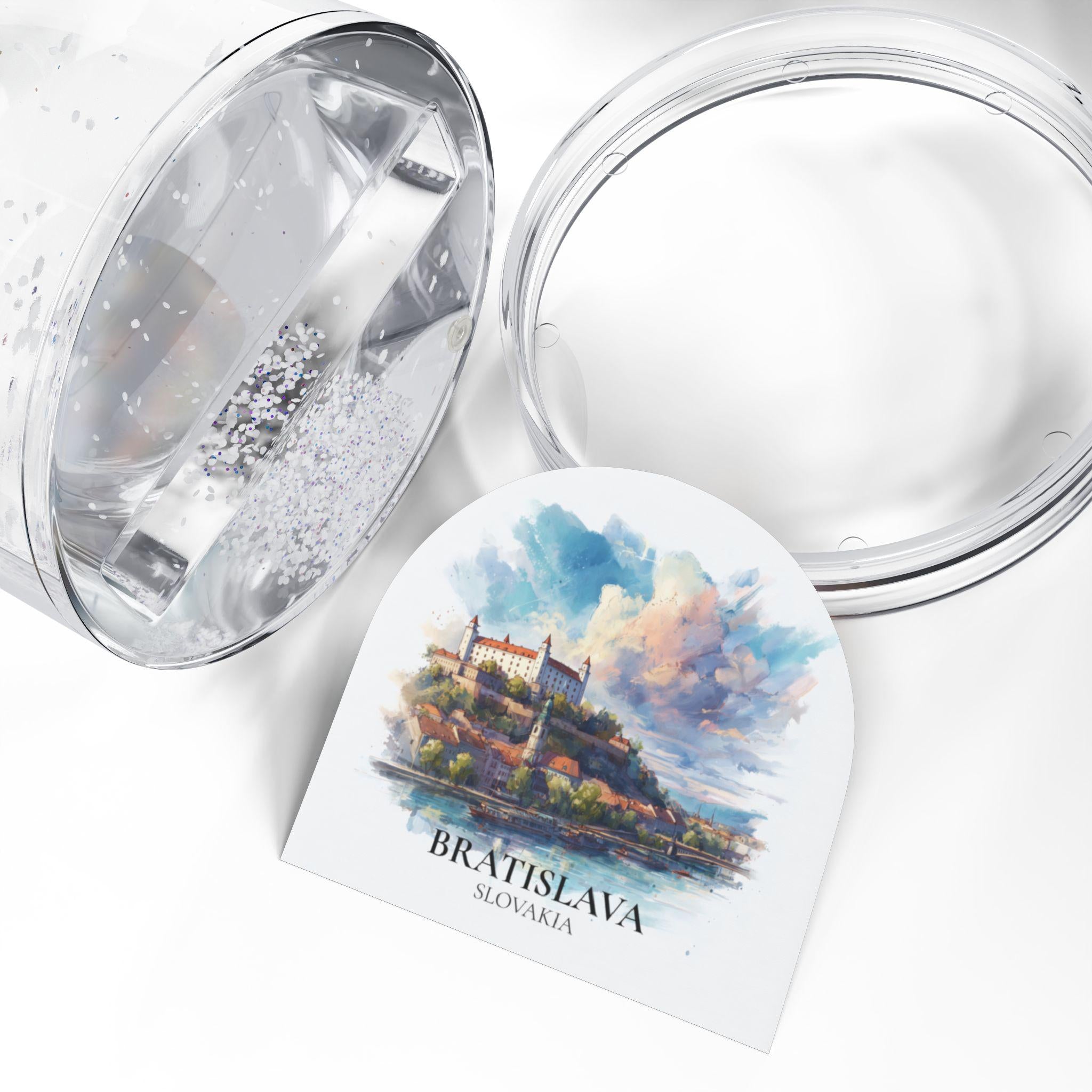 Bratislava Slovakia Snow Globe, Personalized Watercolor, Custom Travel Souvenir Keepsake City Dome