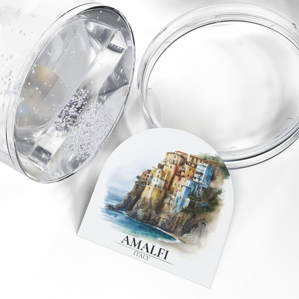 Amalfi Coast Snow Globe, Italy Personalized Watercolor, Custom Travel Souvenir Keepsake City Dome