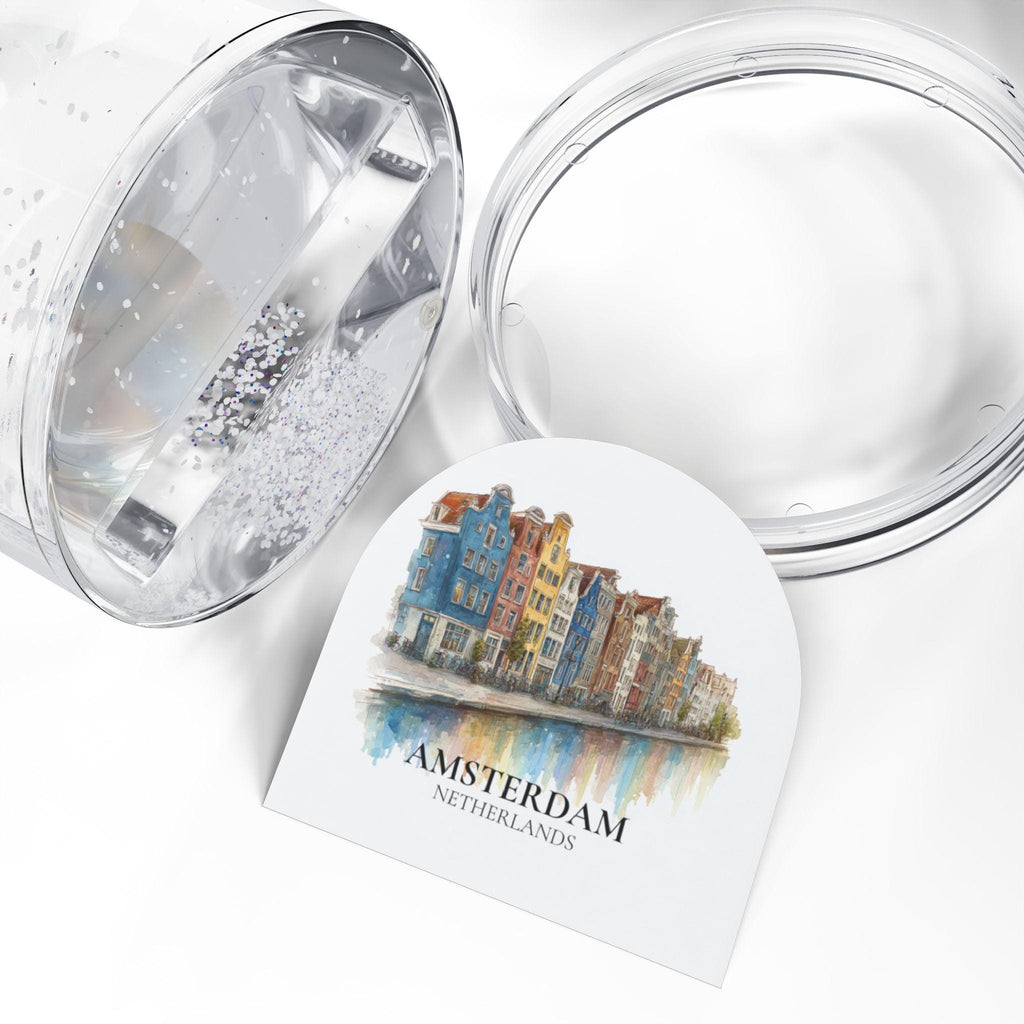 Amsterdam Snow Globe Netherlands, Personalized Watercolor, Custom Travel Souvenir Keepsake City Dome