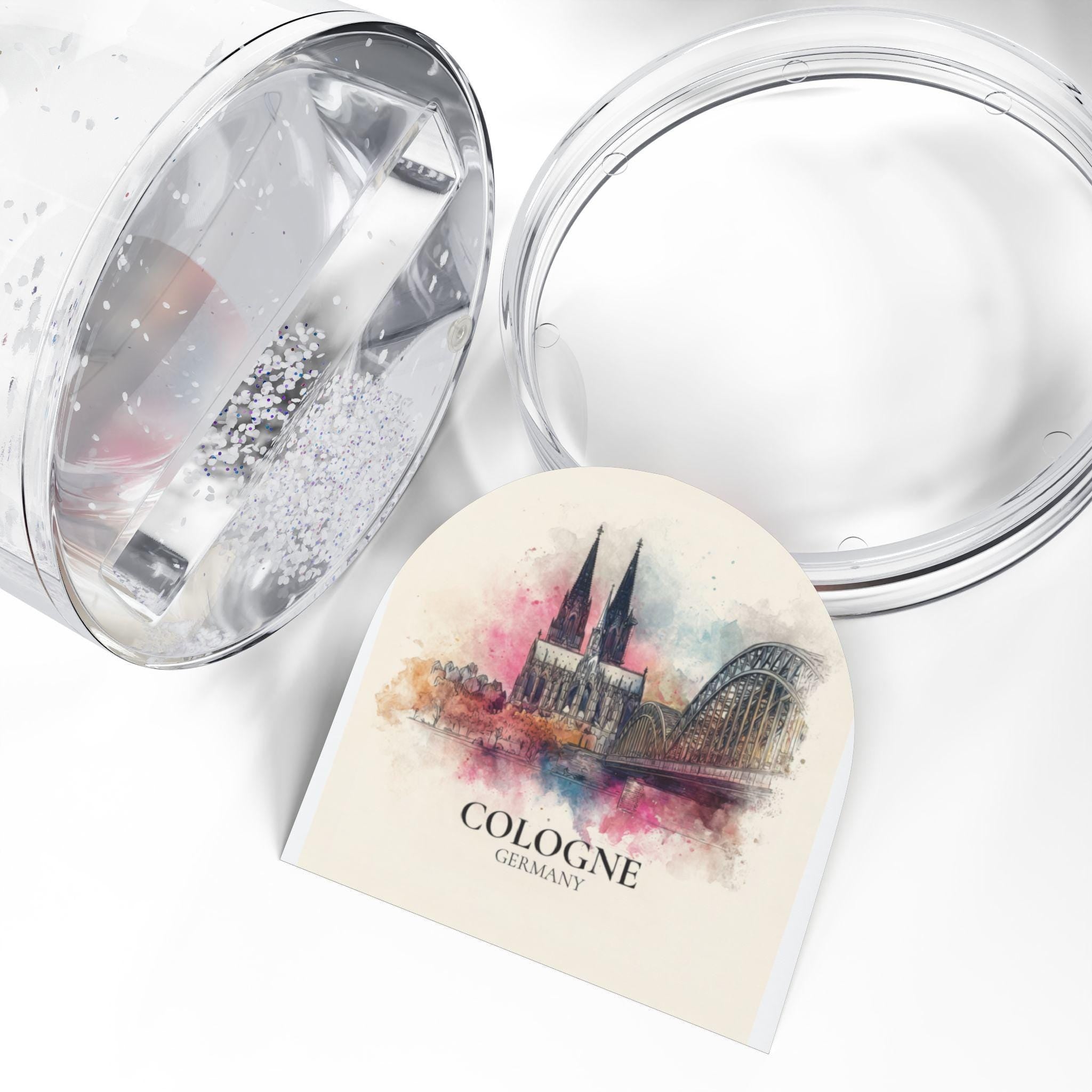 Cologne Germany Snow Globe, Personalized Watercolor, Custom Travel Souvenir Keepsake City Dome