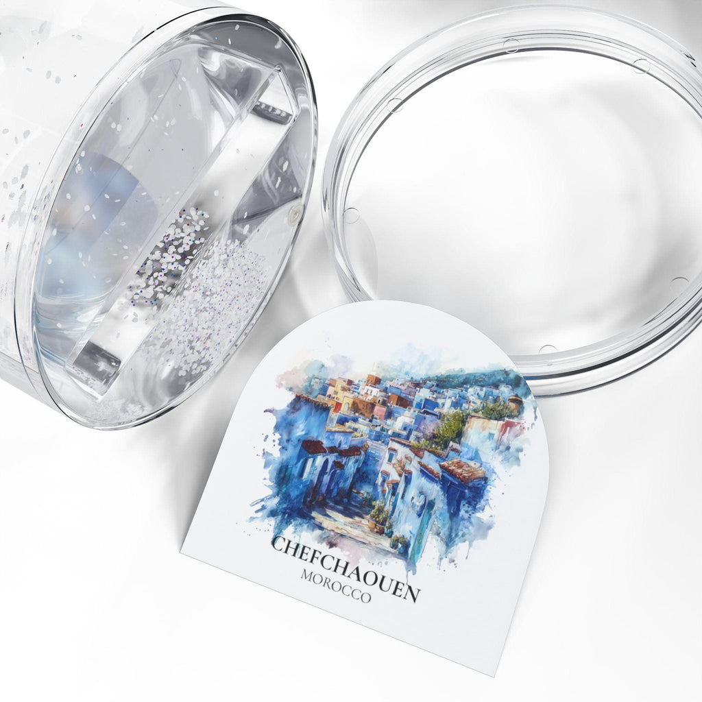 Chefchaouen Morocco Snow Globe, Personalized Watercolor, Custom Travel Souvenir Keepsake City Dome