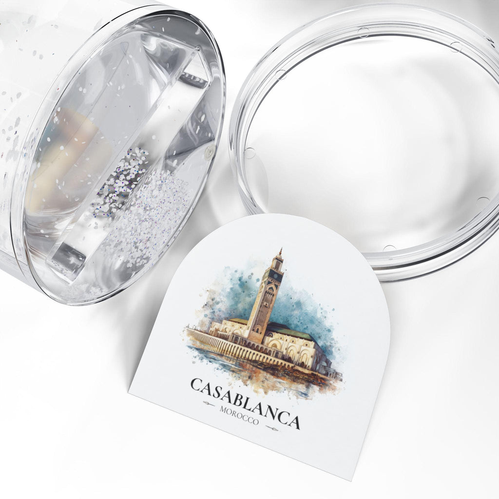 Casablanca Morocco Snow Globe, Personalized Watercolor, Custom Travel Souvenir Keepsake City Dome