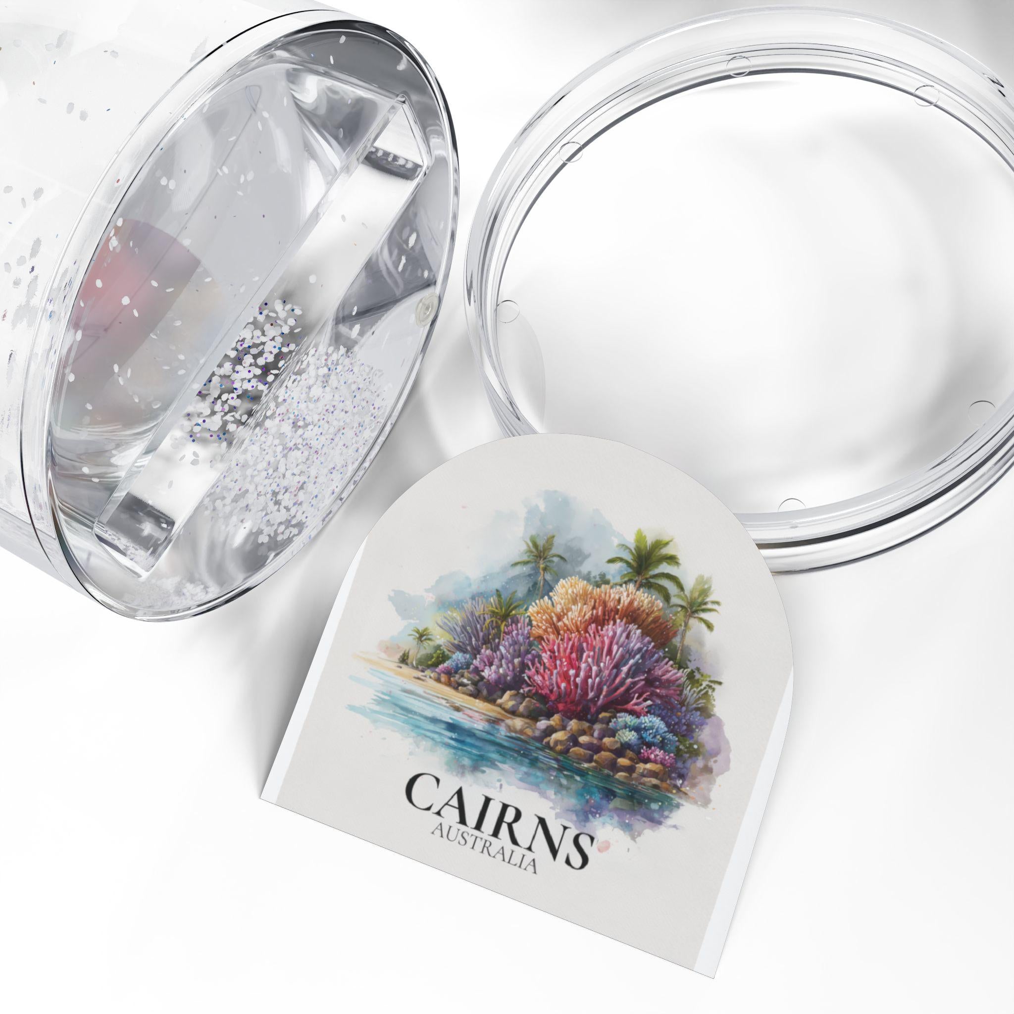 Cairns Australia Snow Globe, Personalized Watercolor, Custom Travel Souvenir Keepsake City Dome