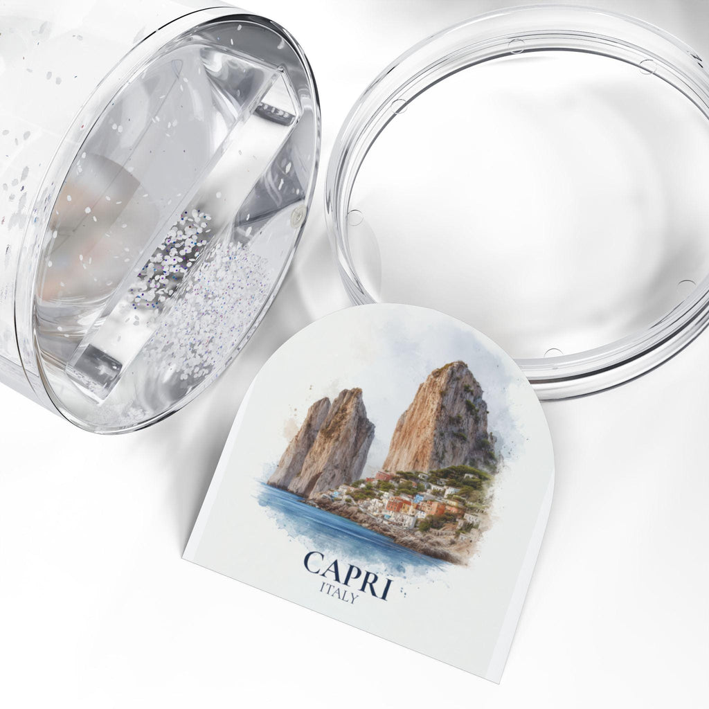 Capri Italy Snow Globe, Personalized Watercolor, Custom Travel Souvenir Keepsake City Dome