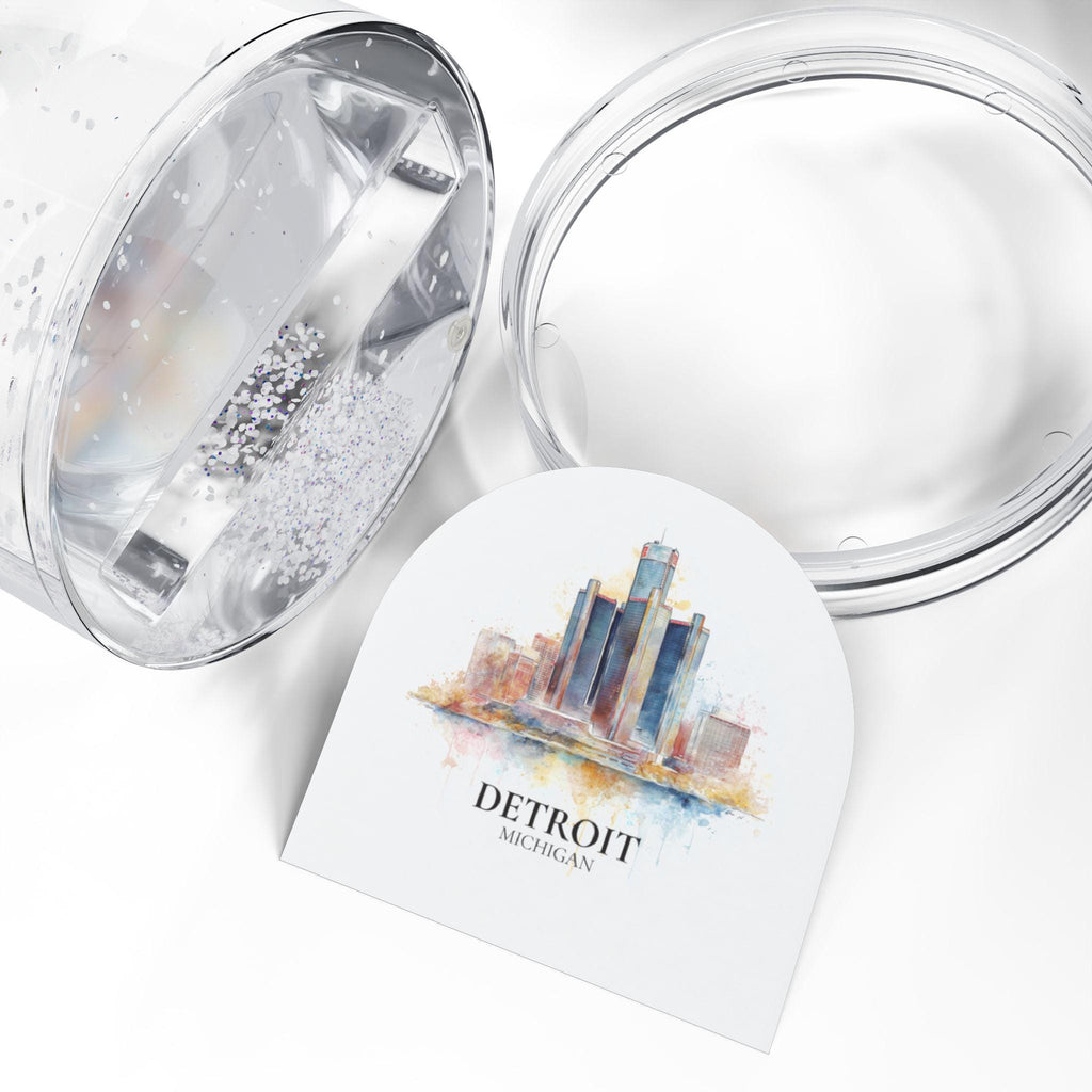Detroit Michigan Snow Globe, Personalized Watercolor, Custom Travel Souvenir Keepsake City Dome