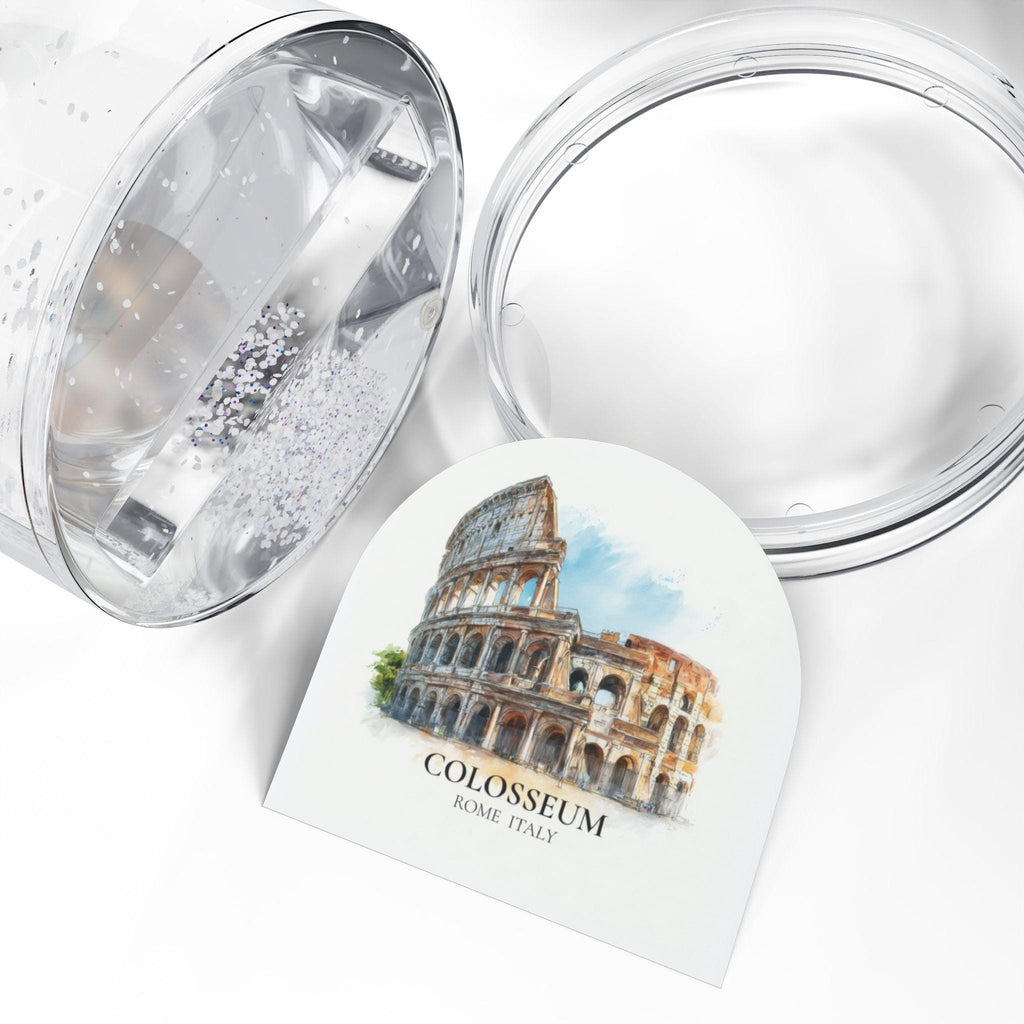 Colosseum Snow Globe Italy, Personalized Watercolor, Custom Travel Souvenir Keepsake City Dome