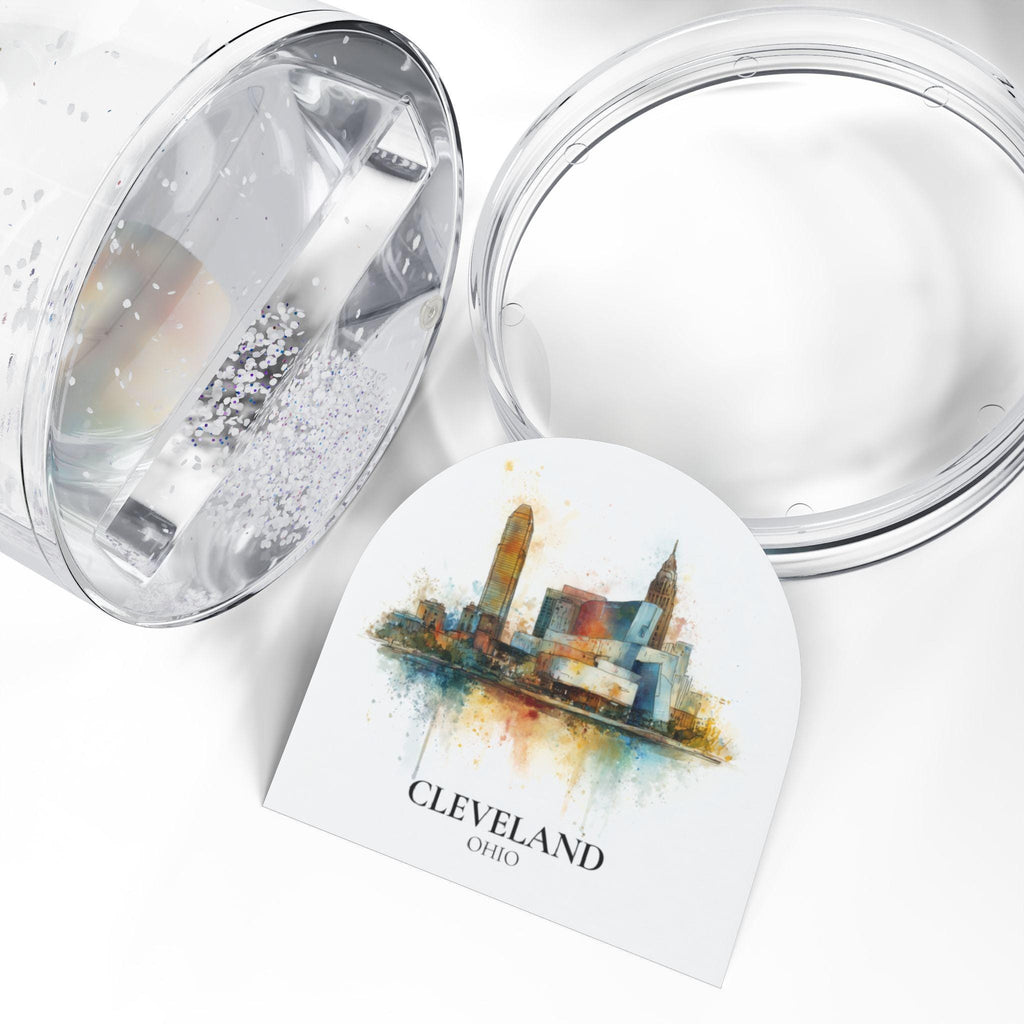 Cleveland Snow Globe Ohio, Personalized Watercolor, Custom Travel Souvenir Keepsake City Dome