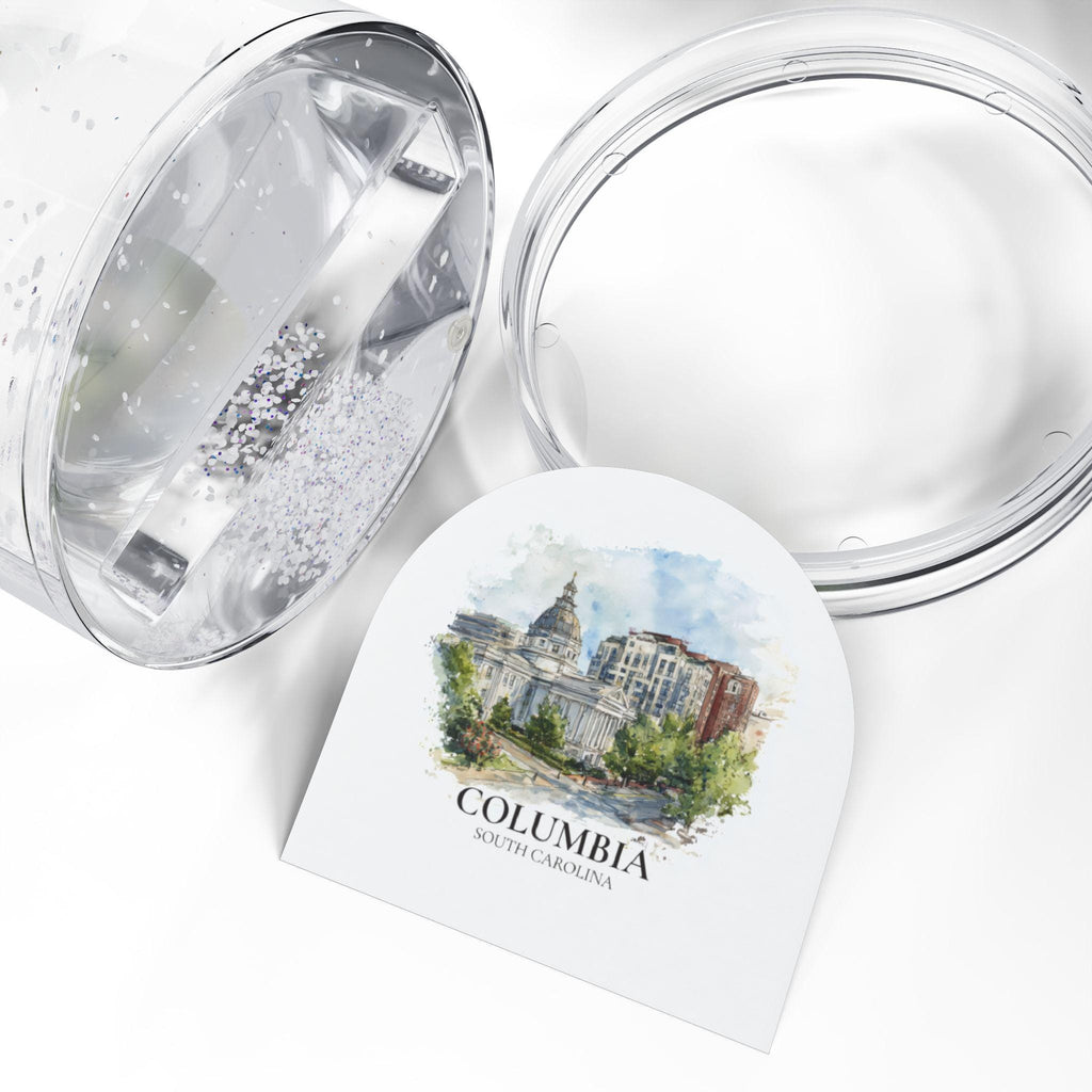 Columbia South Carolina Snow Globe, Personalized Watercolor, Custom Travel Souvenir Keepsake City Dome