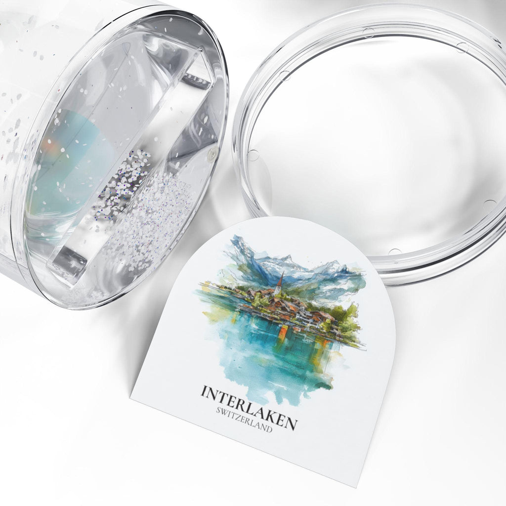 Interlaken Switzerland Snow Globe, Personalized Watercolor, Custom Travel Souvenir Keepsake City Dome