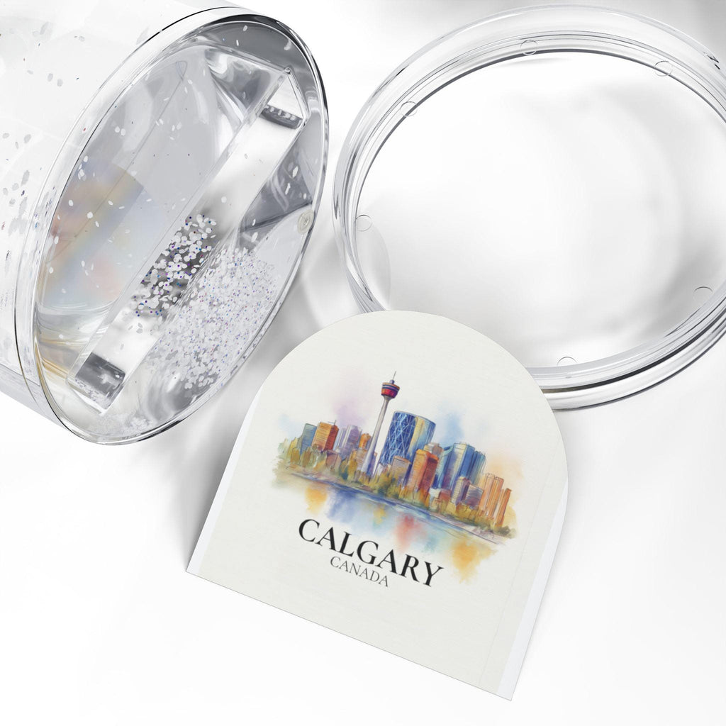 Calgary Alberta Snow Globe, Personalized Watercolor, Custom Travel Souvenir Keepsake City Dome
