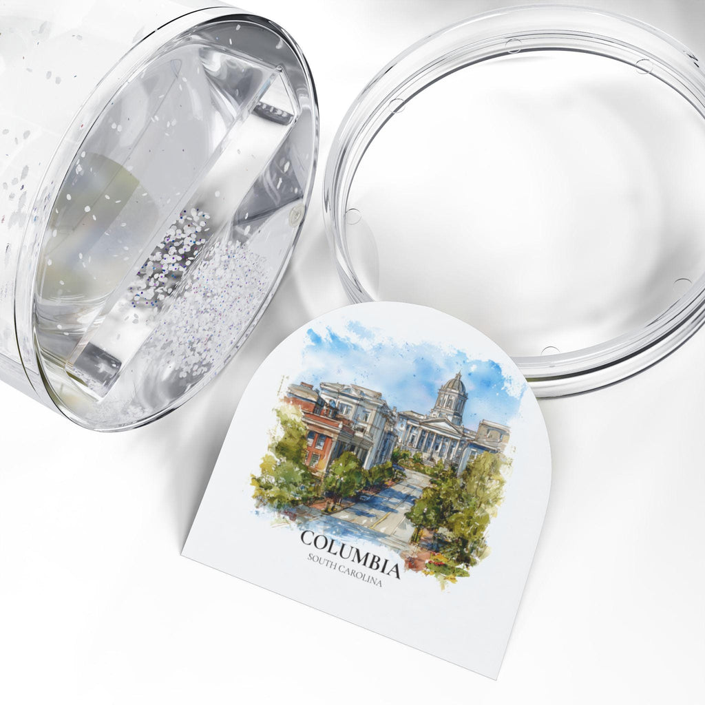 Columbia Snow Globe South Carolina, Personalized Watercolor, Custom Travel Souvenir Keepsake City Dome
