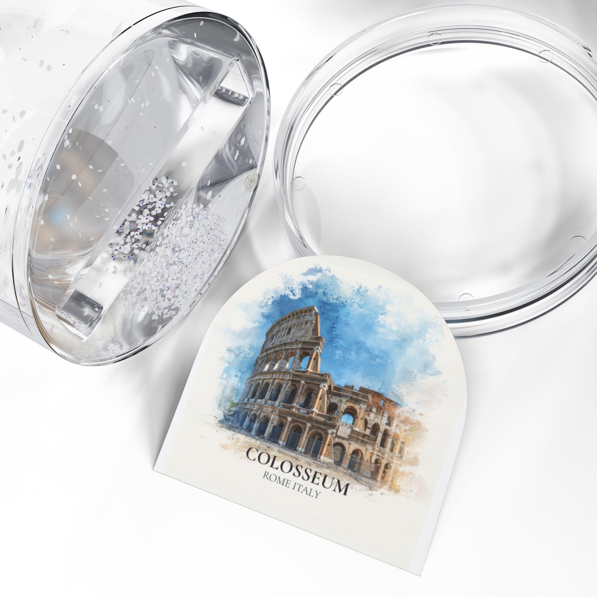 Colosseum Italy Snow Globe, Personalized Watercolor, Custom Travel Souvenir Keepsake City Dome