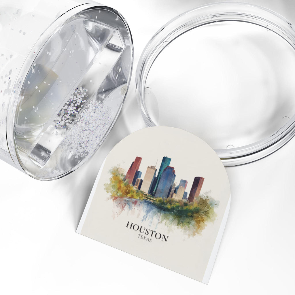Houston Snow Globe Texas, Personalized Watercolor, Custom Travel Souvenir Keepsake City Dome