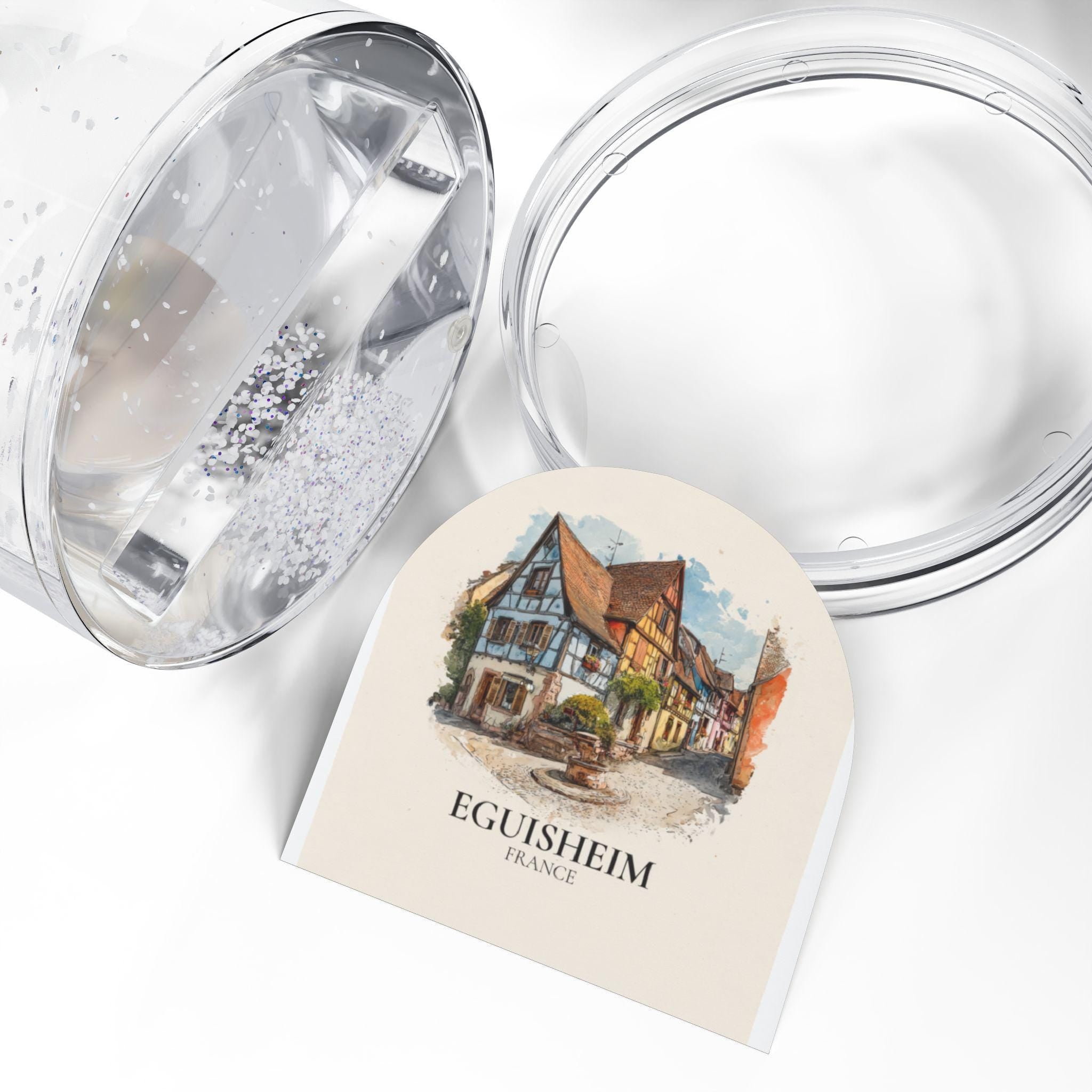 Eguisheim France Snow Globe, Personalized Watercolor, Custom Travel Souvenir Keepsake City Dome