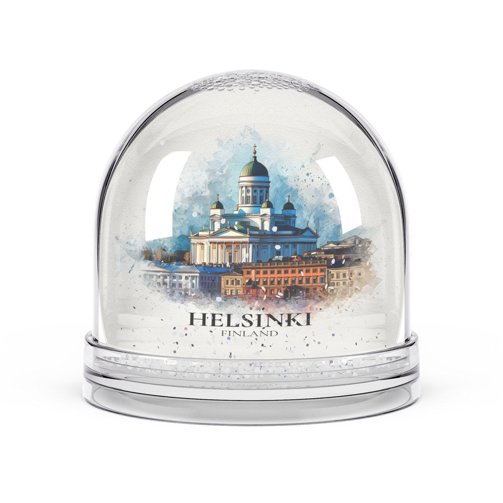Helsinki Finland Snow Globe, Personalized Watercolor, Custom Travel Souvenir Keepsake City Dome