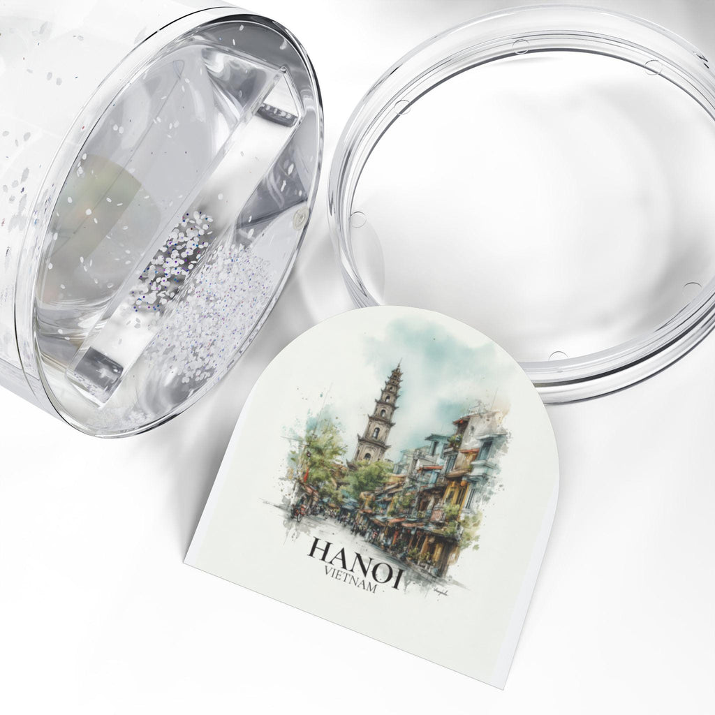 Hanoi Vietnam Snow Globe, Personalized Watercolor, Custom Travel Souvenir Keepsake City Dome
