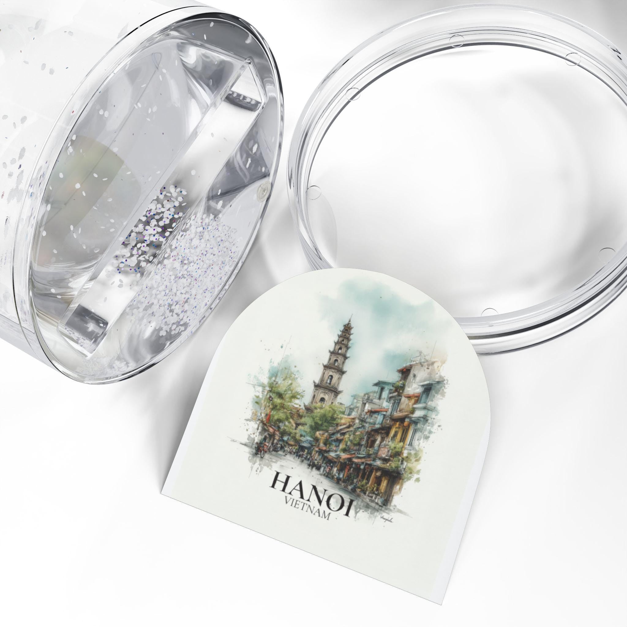 Hanoi Vietnam Snow Globe, Personalized Watercolor, Custom Travel Souvenir Keepsake City Dome