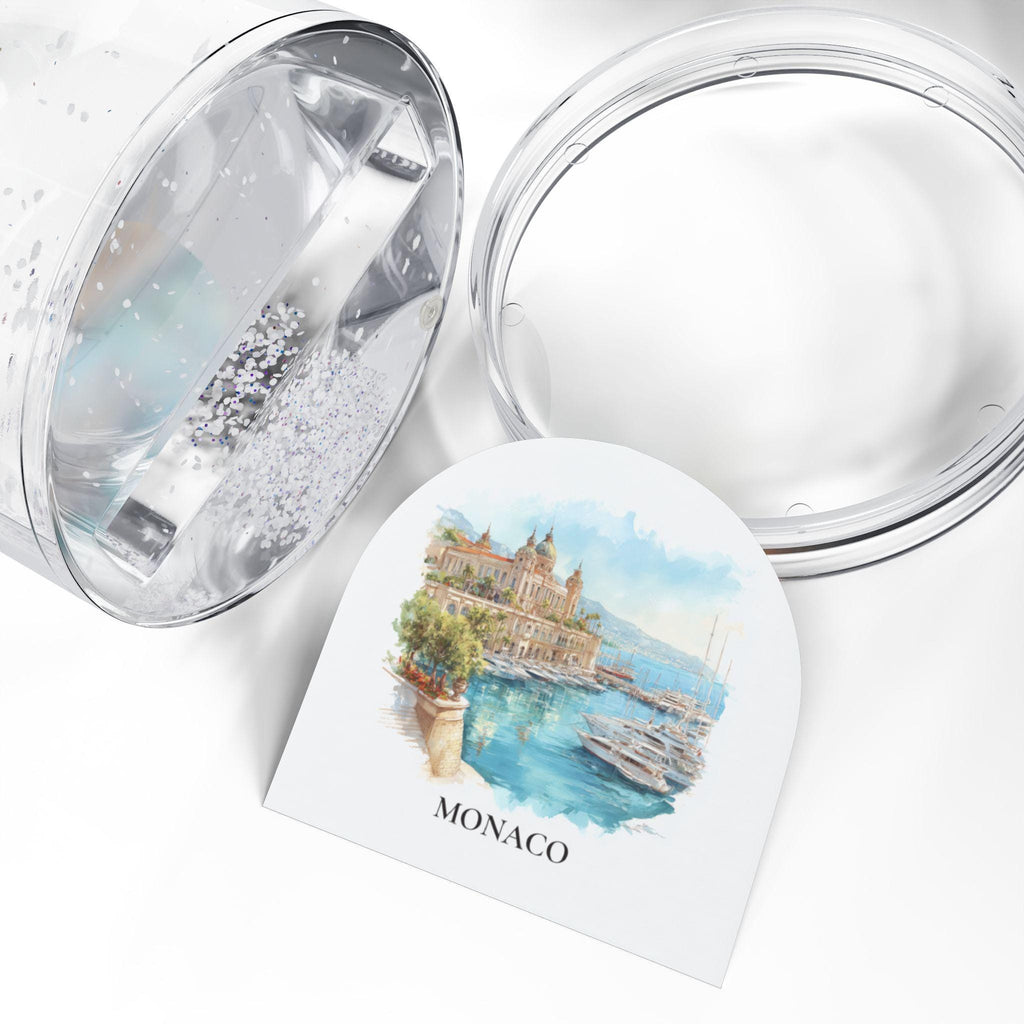 Monaco Monaco Snow Globe, Personalized Watercolor, Custom Travel Souvenir Keepsake City Dome