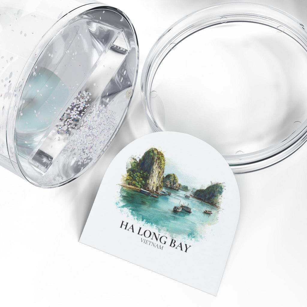 Ha Long Bay Vietnam Snow Globe, Personalized Watercolor, Custom Travel Souvenir Keepsake City Dome