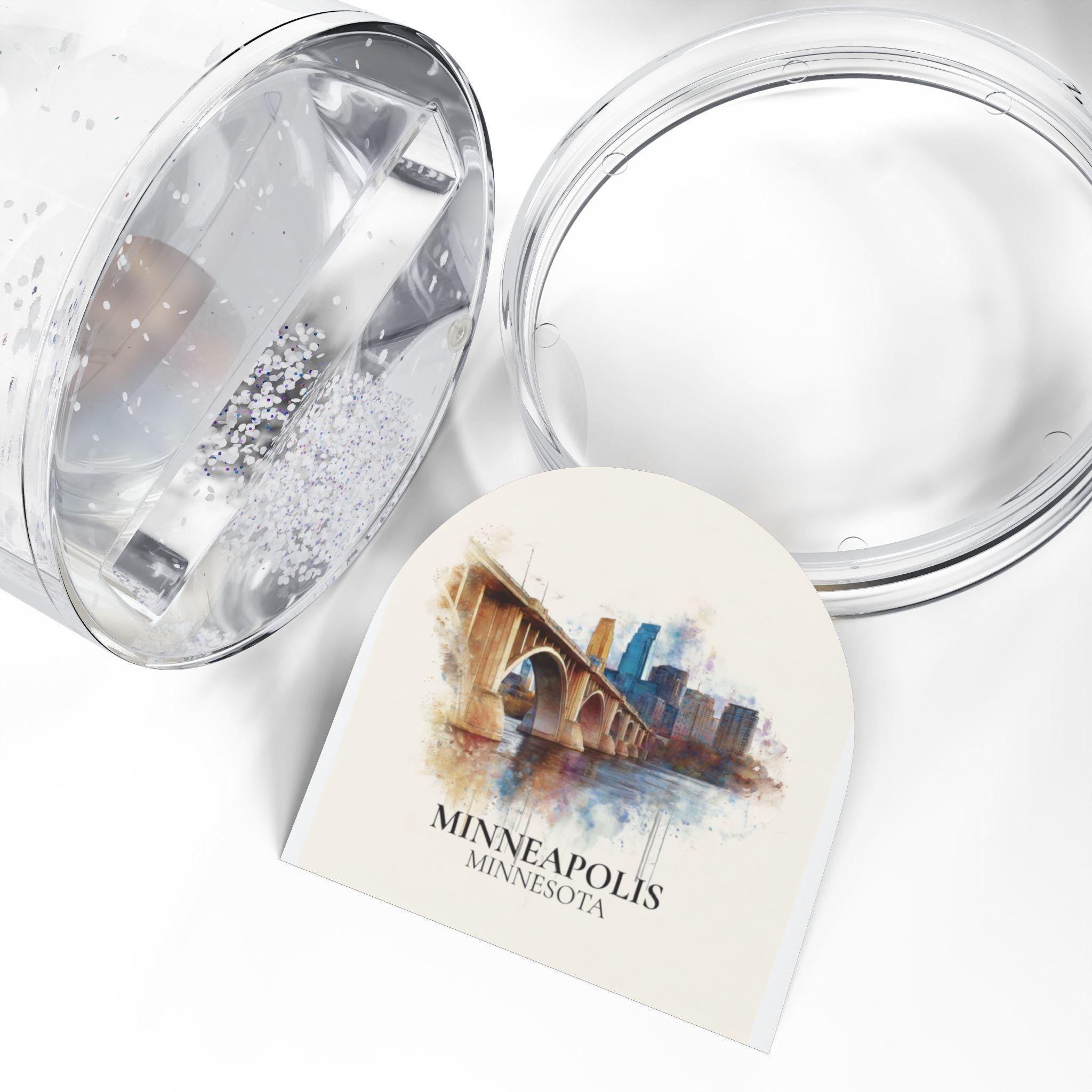 Minneapolis Snow Globe Minnesota, Personalized Watercolor, Custom Travel Souvenir Keepsake City Dome