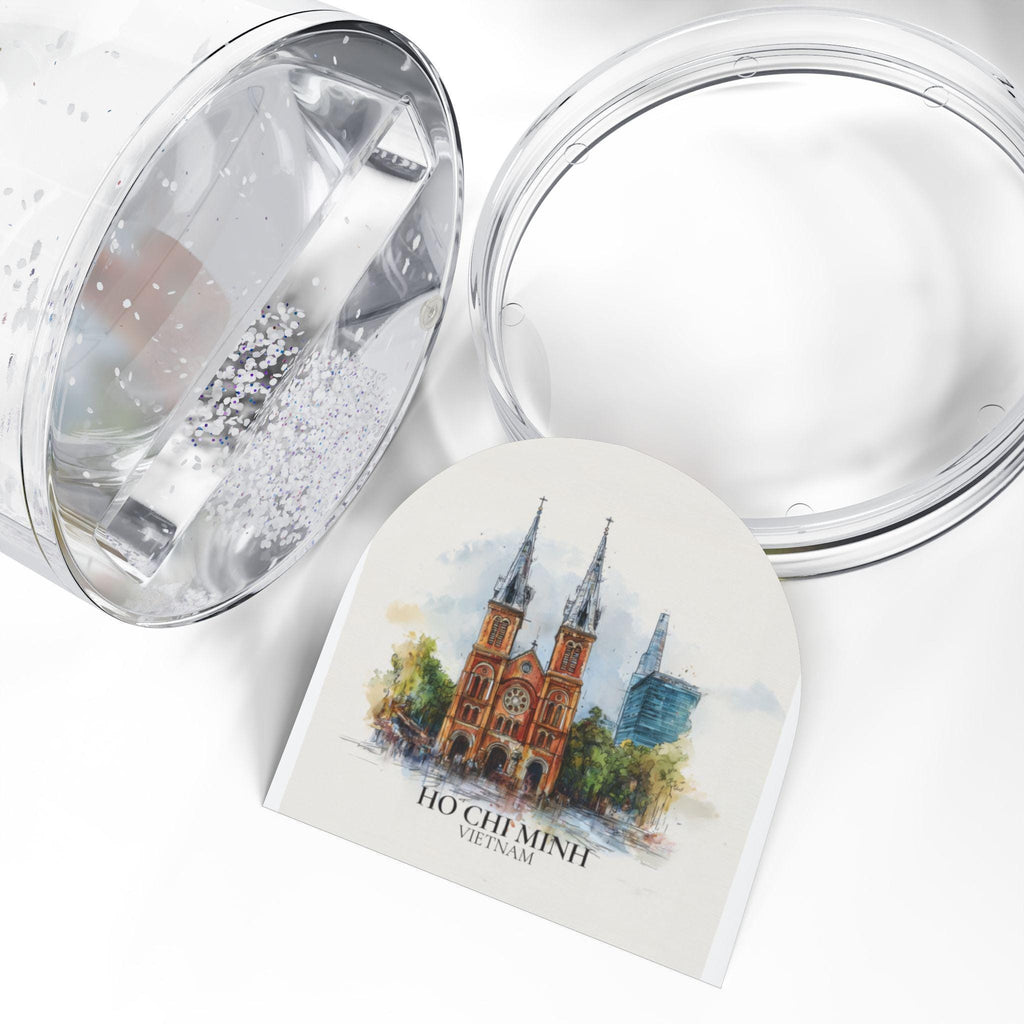 Ho Chi Minh City Vietnam Snow Globe, Personalized Watercolor, Custom Travel Souvenir Keepsake City Dome
