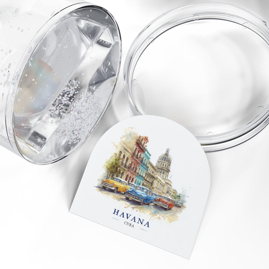 Havana Cuba Snow Globe, Personalized Watercolor, Custom Travel Souvenir Keepsake City Dome
