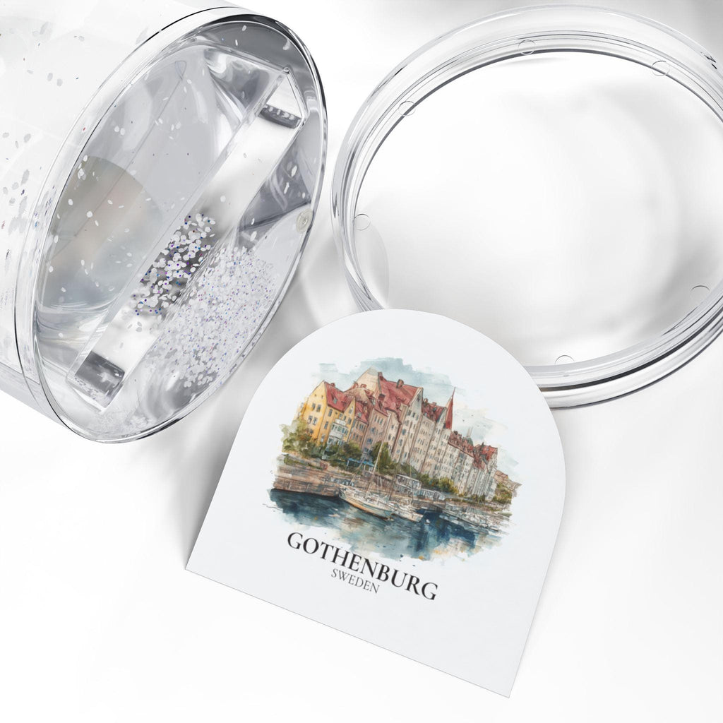 Gothenburg Sweden Snow Globe, Personalized Watercolor, Custom Travel Souvenir Keepsake City Dome