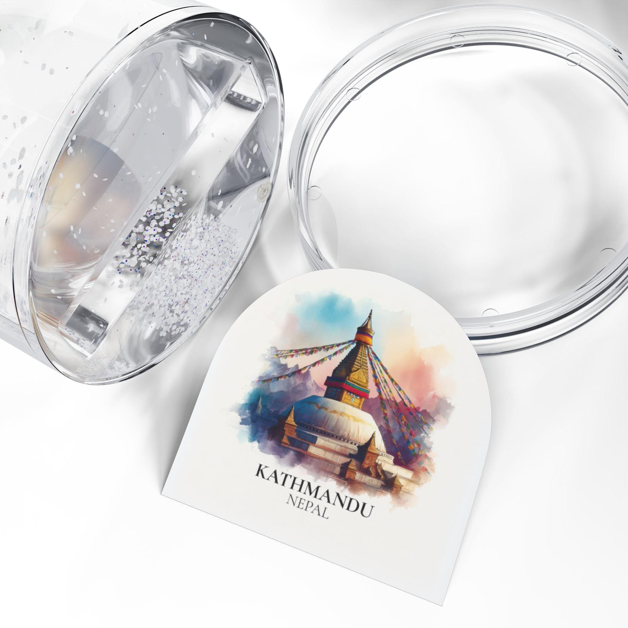 Kathmandu Nepal Snow Globe, Personalized Watercolor, Custom Travel Souvenir Keepsake City Dome