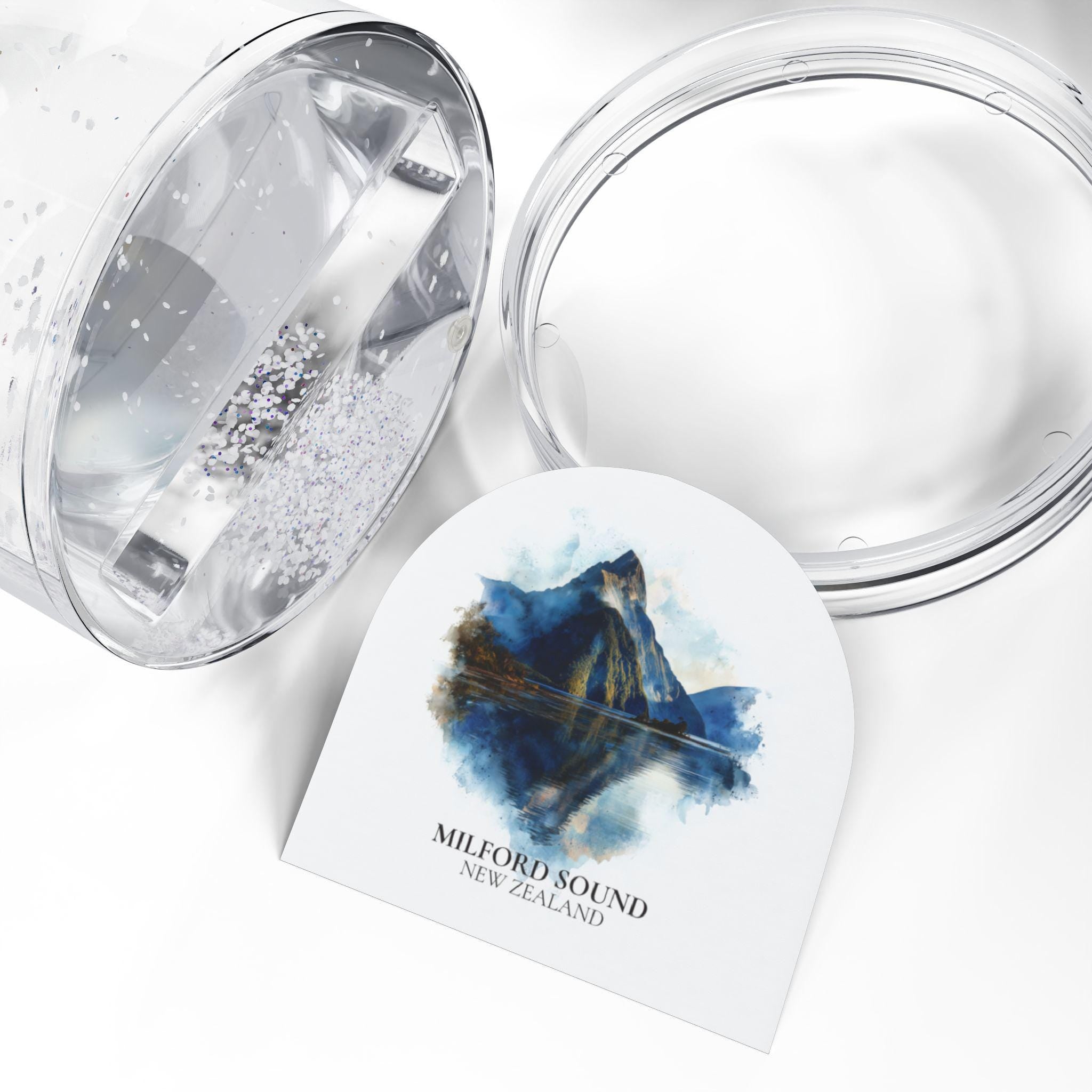 Milford Sound New Zealand Snow Globe, Personalized Watercolor, Custom Travel Souvenir Keepsake City Dome