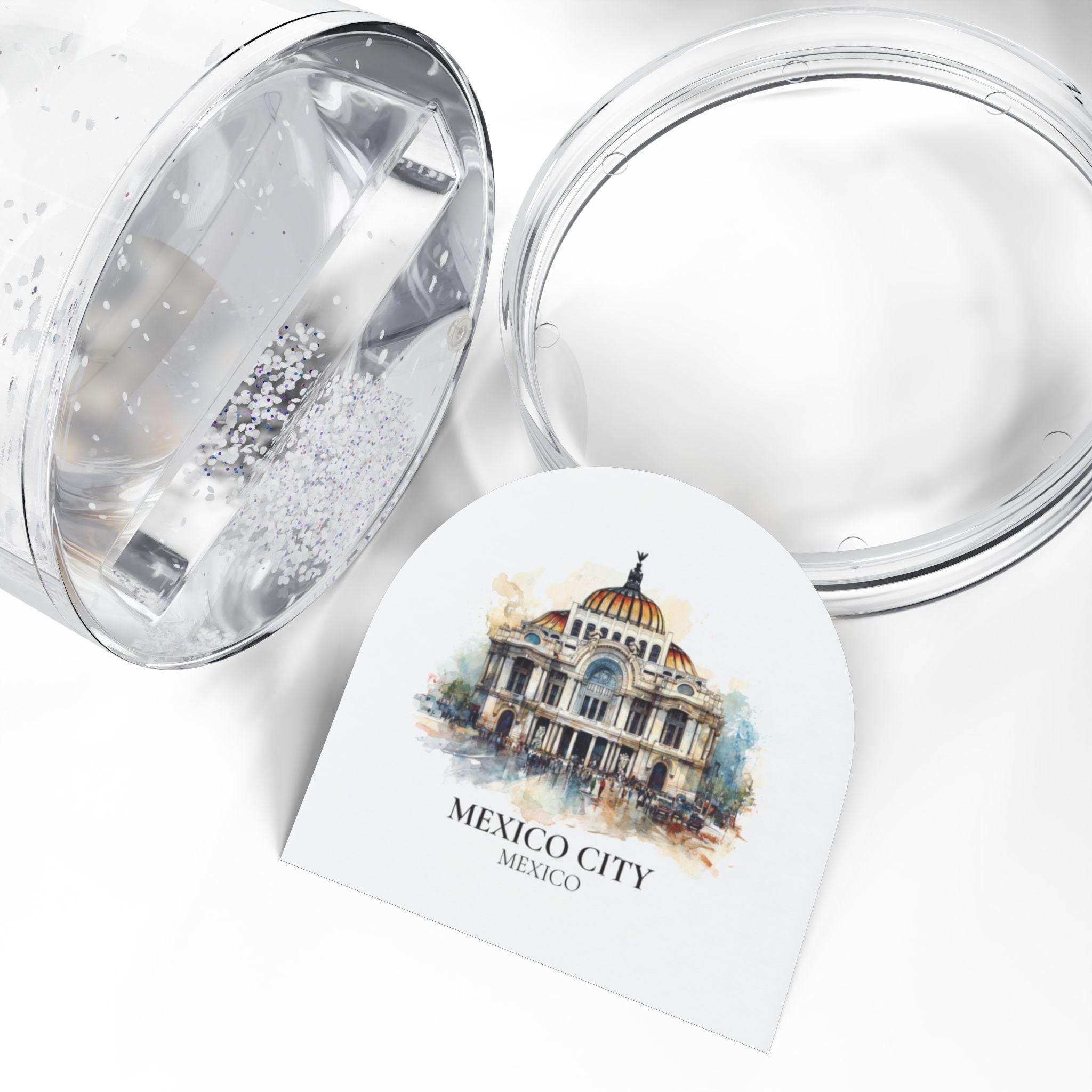 Mexico City Mexico Snow Globe, Personalized Watercolor, Custom Travel Souvenir Keepsake City Dome