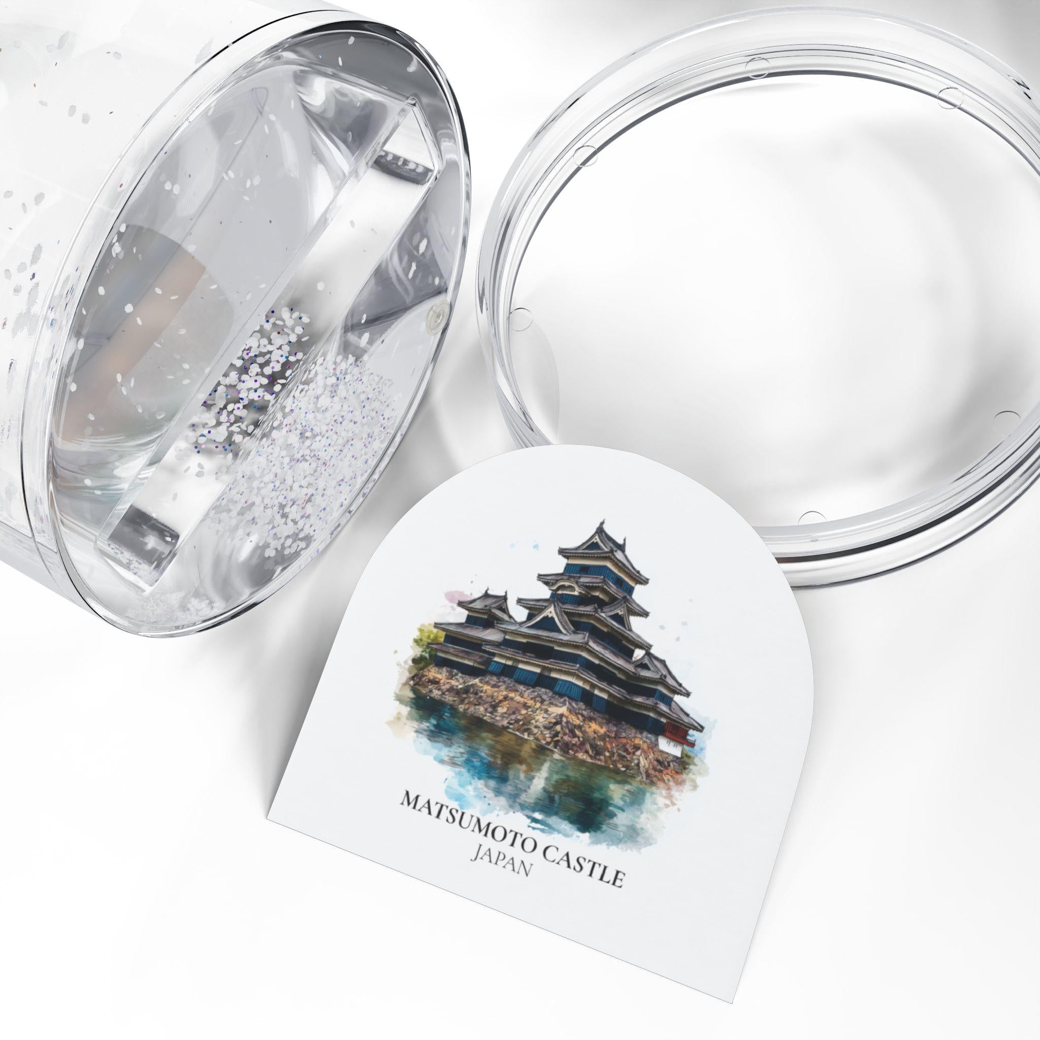Matsumoto Castle Japan Snow Globe, Personalized Watercolor, Custom Travel Souvenir Keepsake City Dome