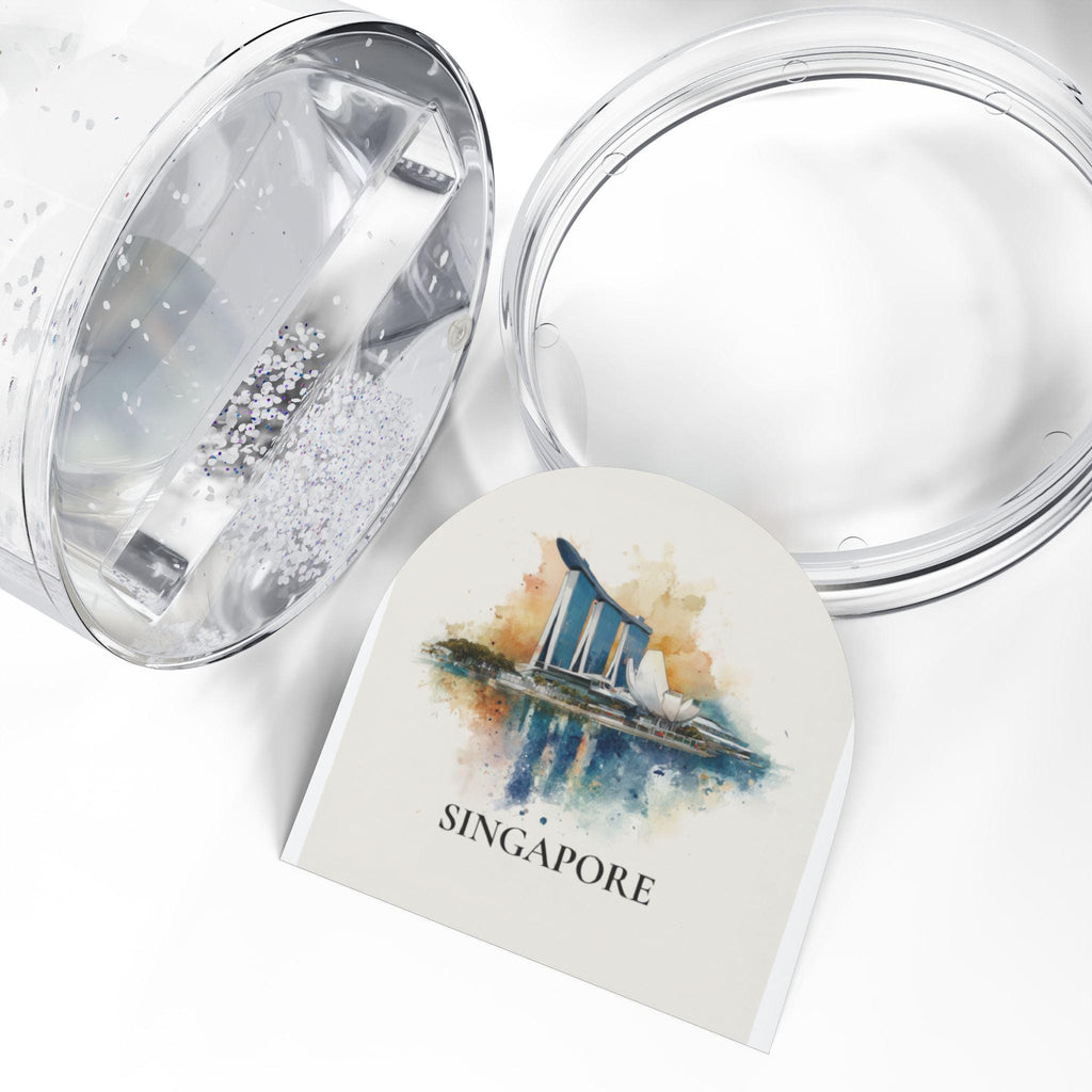 Marina Bay Singapore Snow Globe, Personalized Watercolor, Custom Travel Souvenir Keepsake City Dome