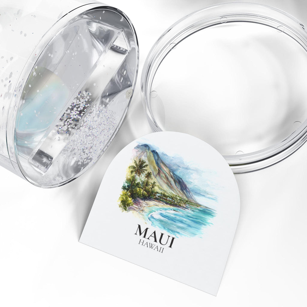 Maui Hawaii Snow Globe, Personalized Watercolor, Custom Travel Souvenir Keepsake City Dome