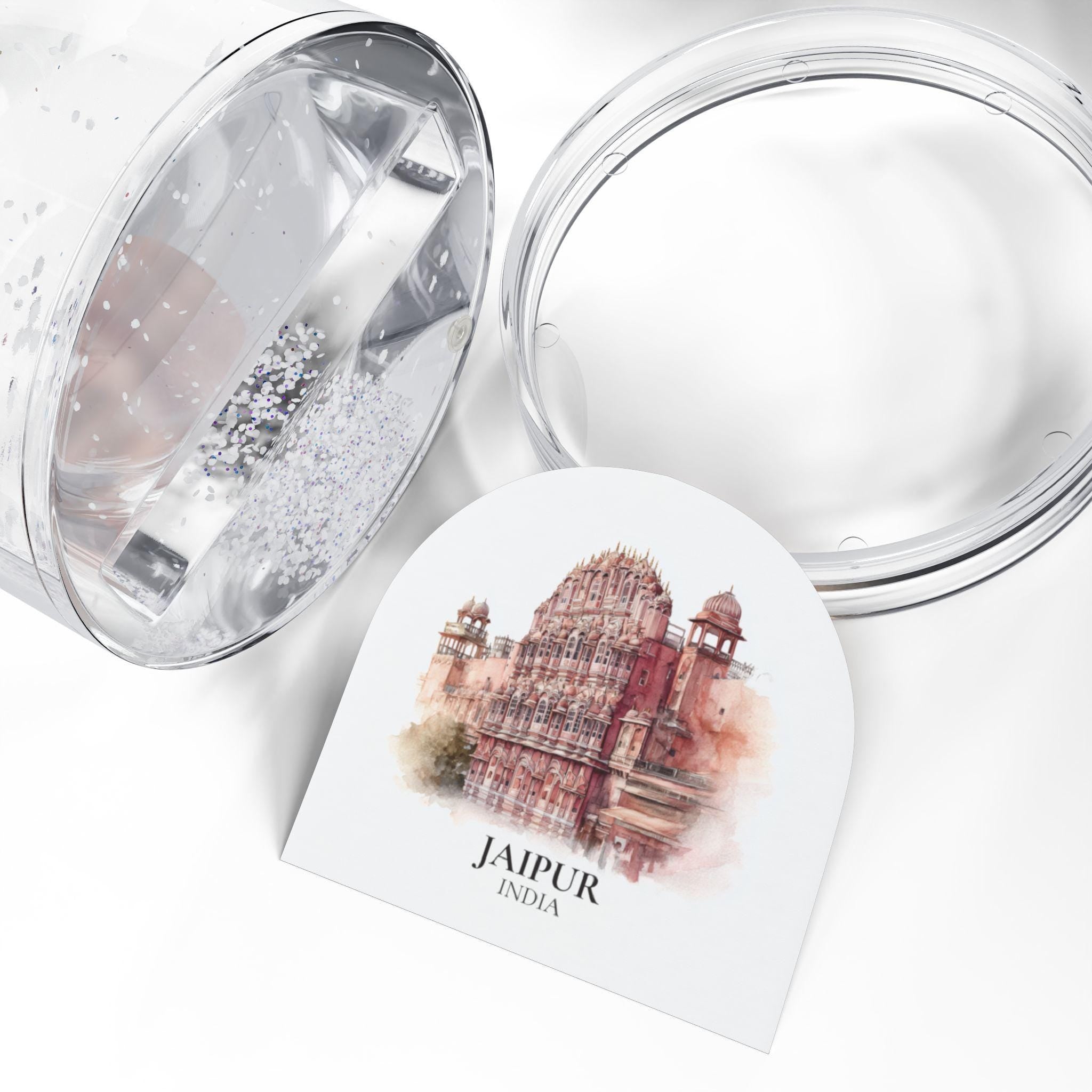 Jaipur India Snow Globe, Personalized Watercolor, Custom Travel Souvenir Keepsake City Dome