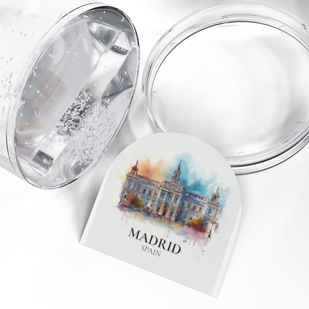 Madrid Spain Snow Globe, Personalized Watercolor, Custom Travel Souvenir Keepsake City Dome