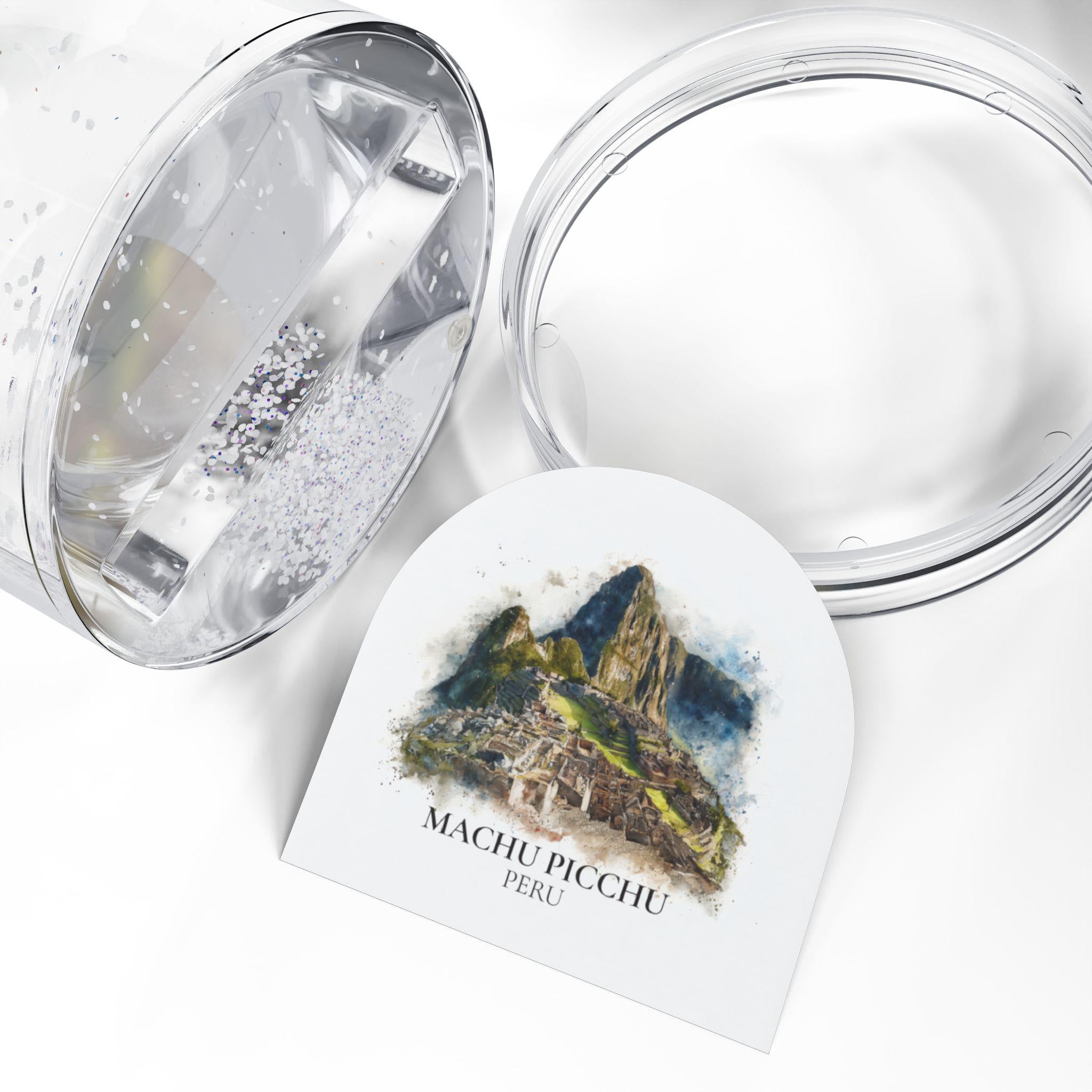 Machu Picchu Peru Snow Globe, Personalized Watercolor, Custom Travel Souvenir Keepsake City Dome