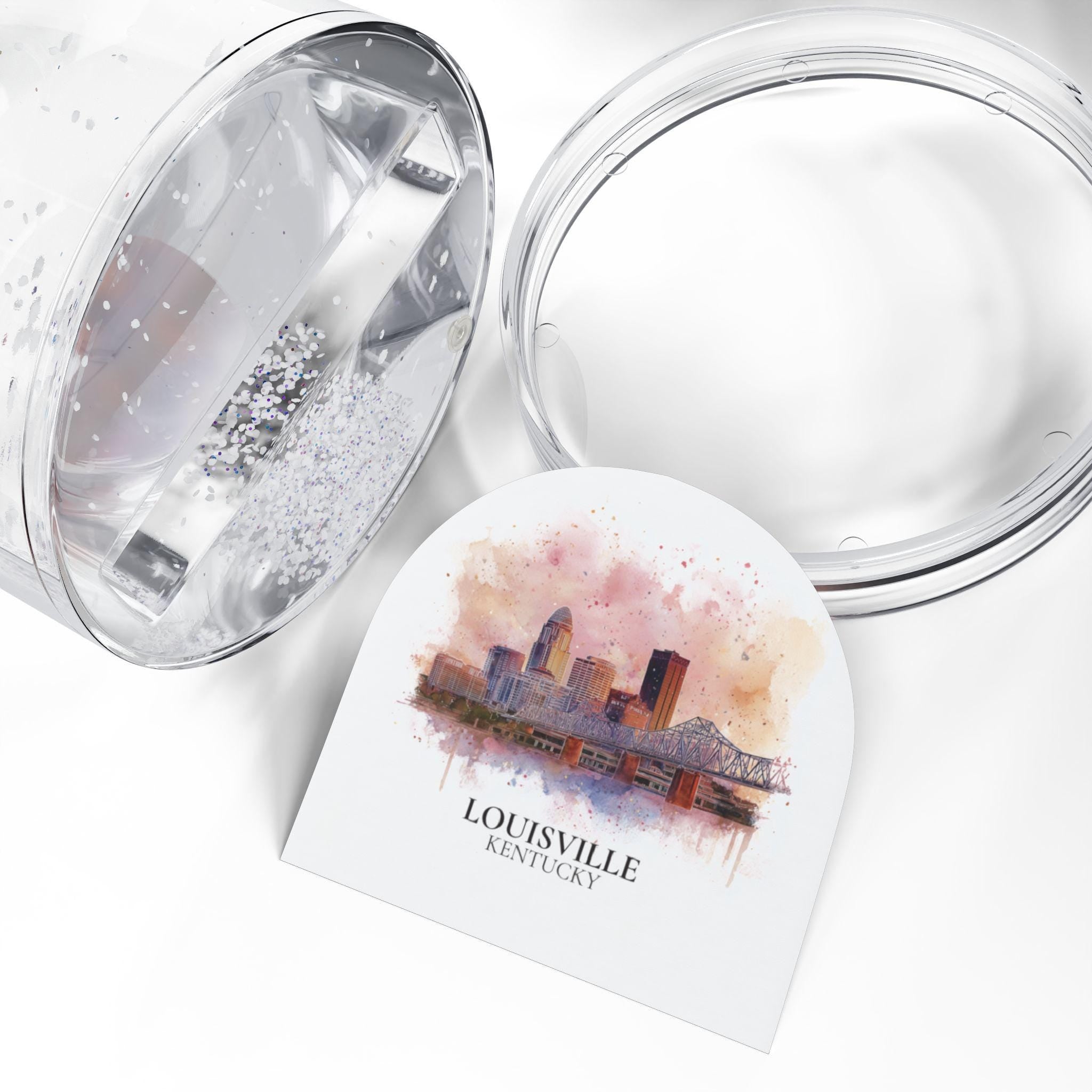Louisville Kentucky Snow Globe, Personalized Watercolor, Custom Travel Souvenir Keepsake City Dome