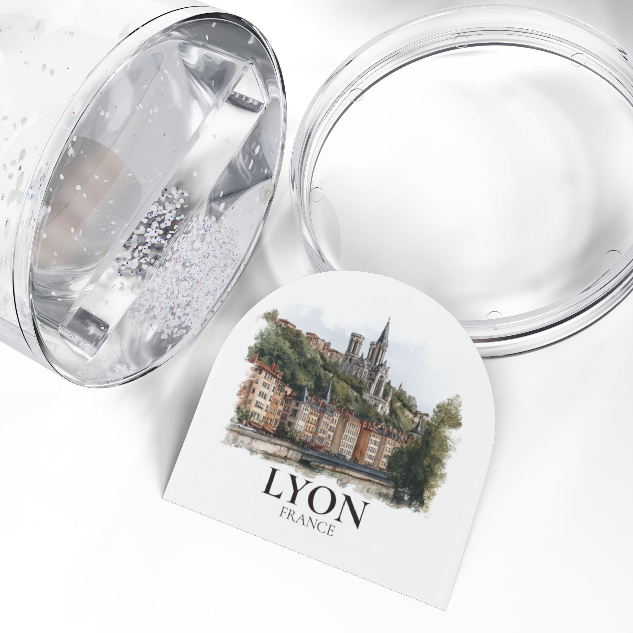 Lyon France Snow Globe, Personalized Watercolor, Custom Travel Souvenir Keepsake City Dome