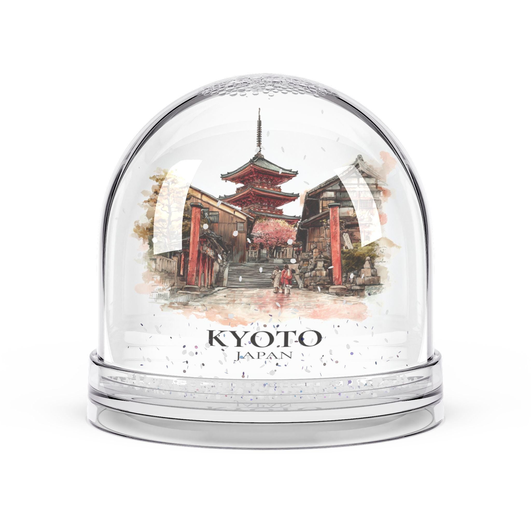 Kyoto Japan Snow Globe, Personalized Watercolor, Custom Travel Souvenir Keepsake City Dome