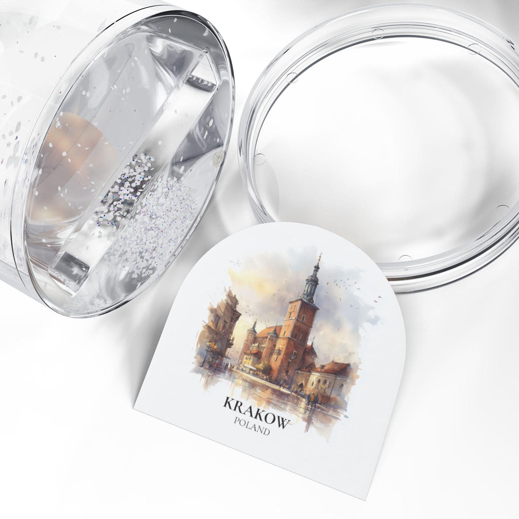 Krakow Poland Snow Globe, Personalized Watercolor, Custom Travel Souvenir Keepsake City Dome