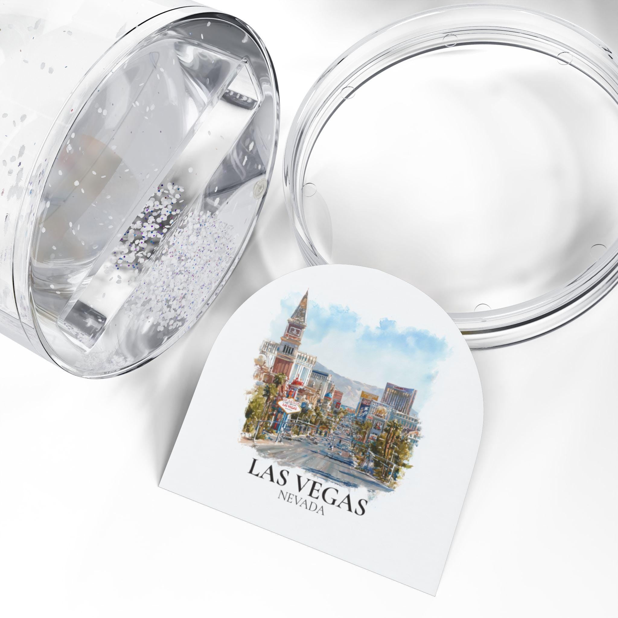Las Vegas Nevada Snow Globe, Personalized Watercolor, Custom Travel Souvenir Keepsake City Dome