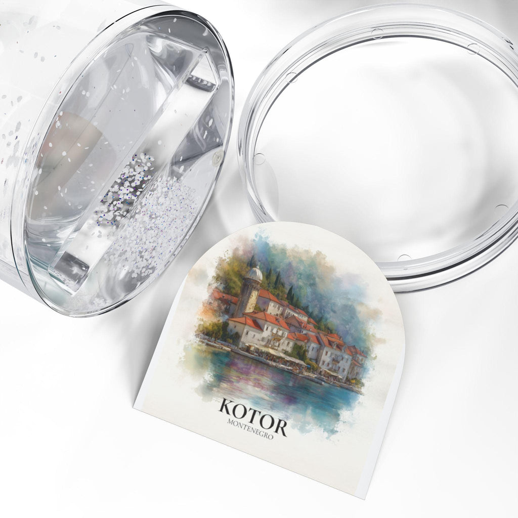 Kotor Montenegro Snow Globe, Personalized Watercolor, Custom Travel Souvenir Keepsake City Dome